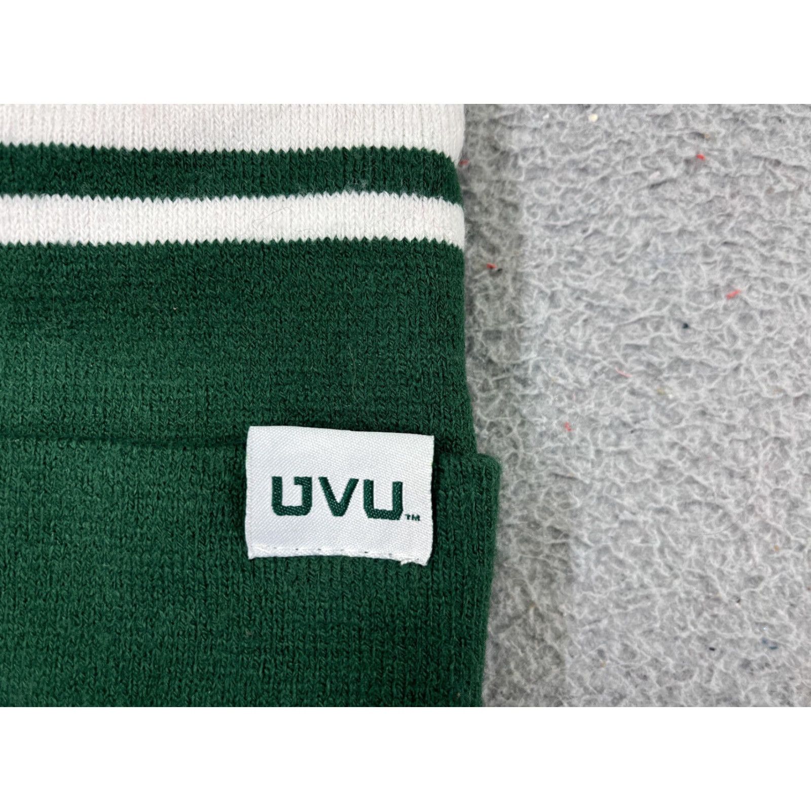 Vintage Utah Valley University Beanie Toque Adult One Size Green Pom Knit Cotton Blend Hat Beanie Unbranded Unisex Adults Size ONE SIZE - 2 Thumbnail
