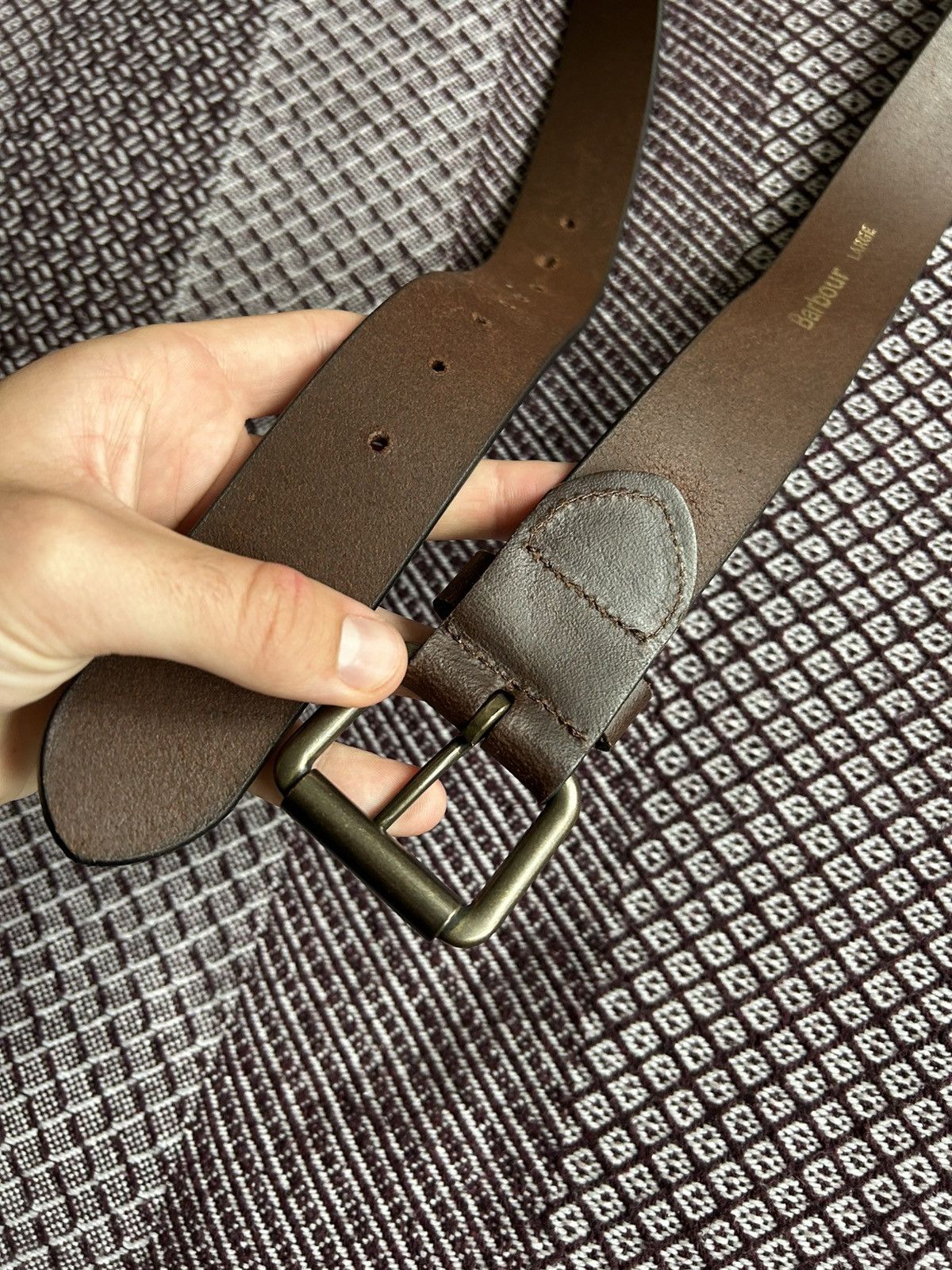 Barbour Vintage Barbour Leather Belt Men Brown Solid Style Size L Size 36 - 8 Thumbnail