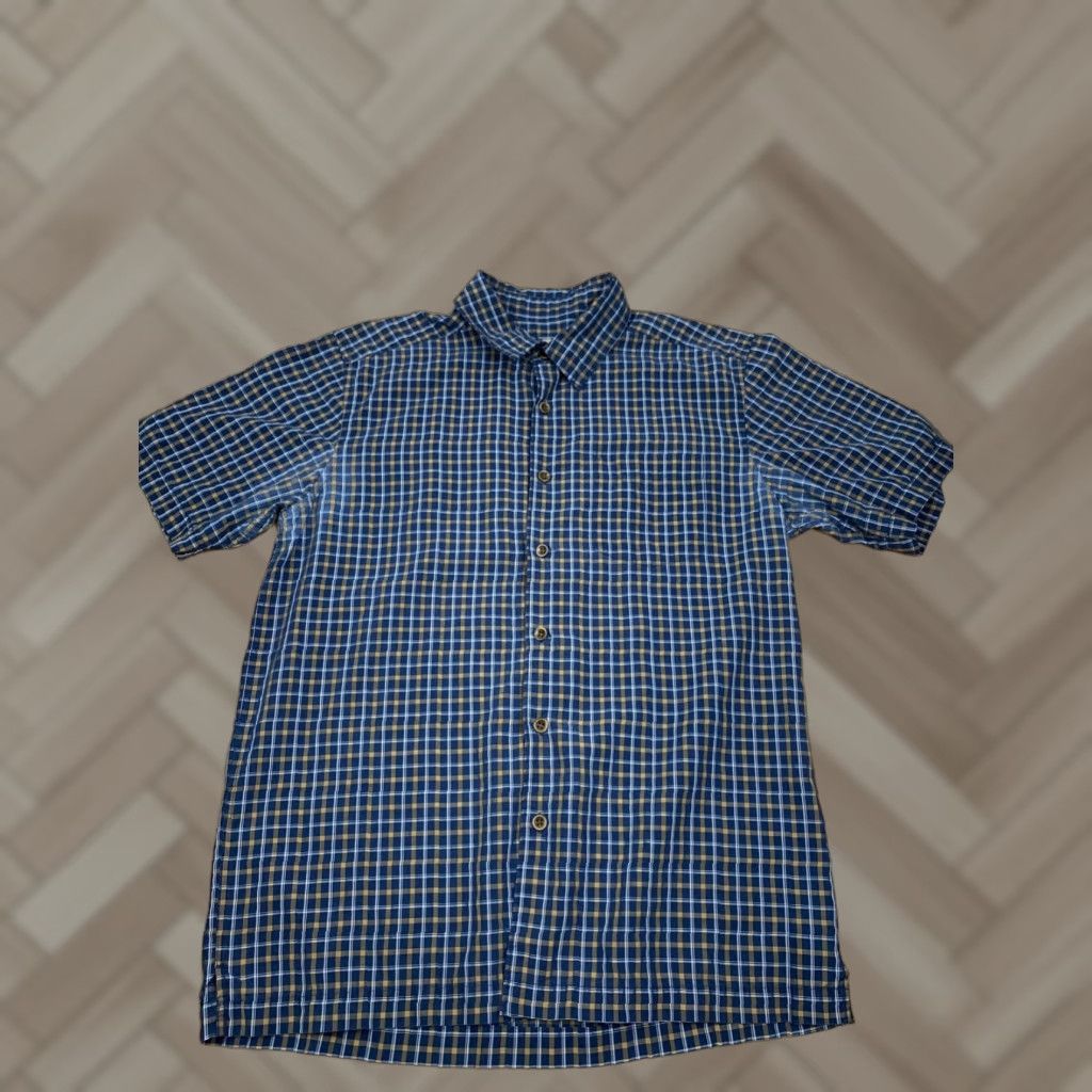 Quiksilver VINTAGE Quiksilver Waterman Collection Shirt Blue Plaid Short Sleeve S Mens Button-Up Collared Blue Plaid Size US 29 - 1 Thumbnail