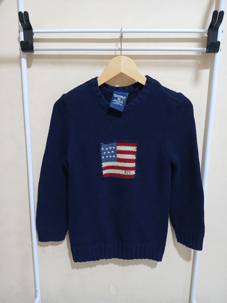 Authentic Polo Ralph Lauren Iconic USA Logo Navy Knit