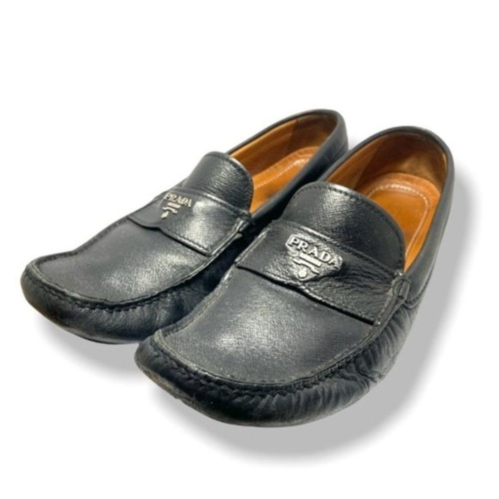 Prada PRADA Vintage Men’s Black Leather Logo Loafers Sz 8.5 Size US 8.5 / EU 41-42 - 1 Thumbnail