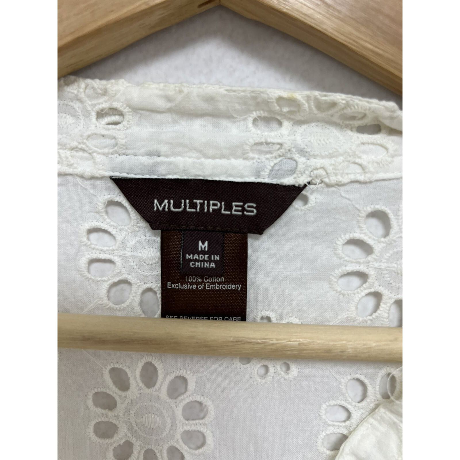 & Other Stories MULTIPLES Women Eyelet Blouse Cotton 3/4 Sleeve A001427 Size M / US 6-8 / IT 42-44 - 9 Thumbnail