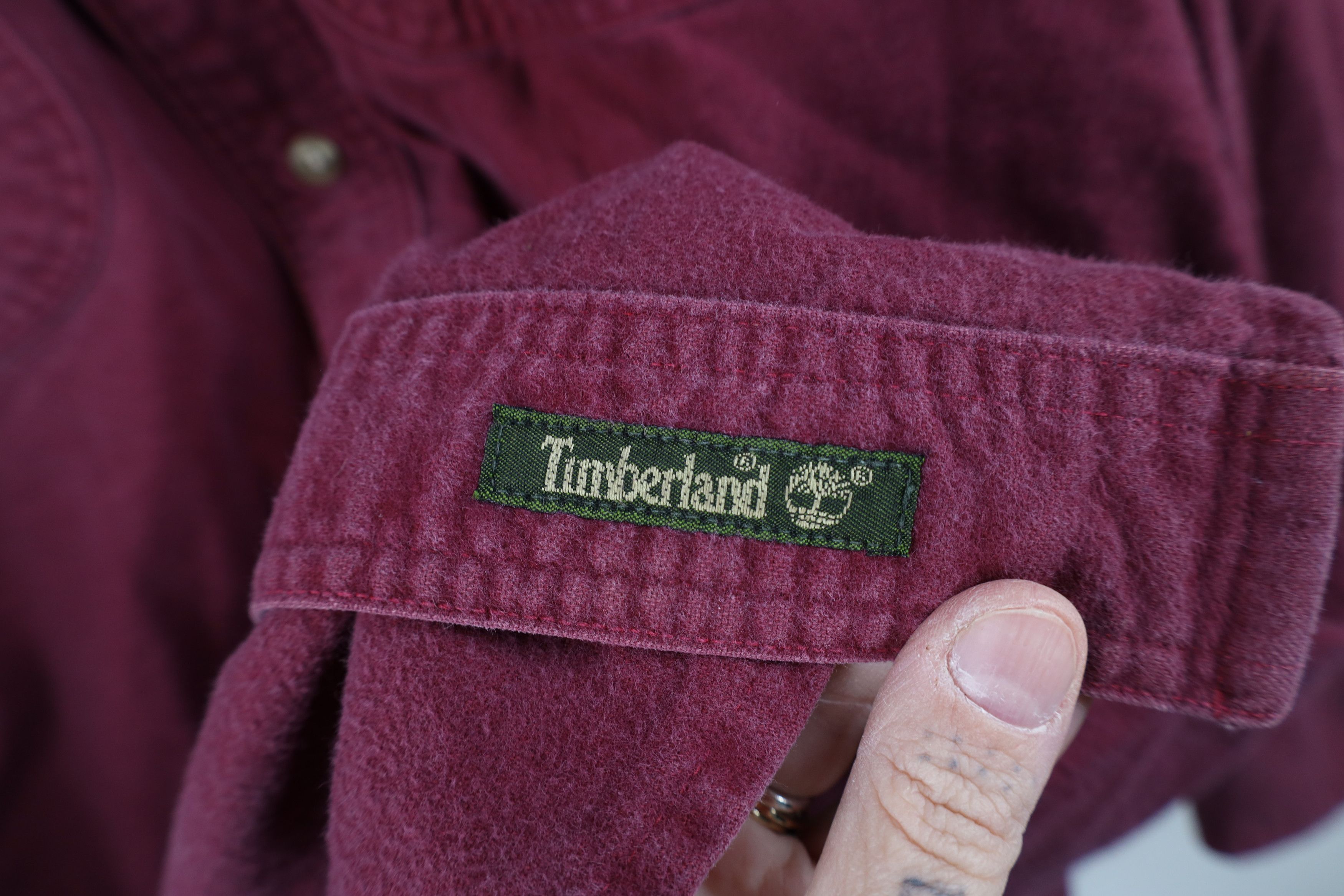 Timberland Vintage 90s Timberland Chamois Cloth Button Shirt Red Size US M / EU 48-50 / 2 - 9 Thumbnail
