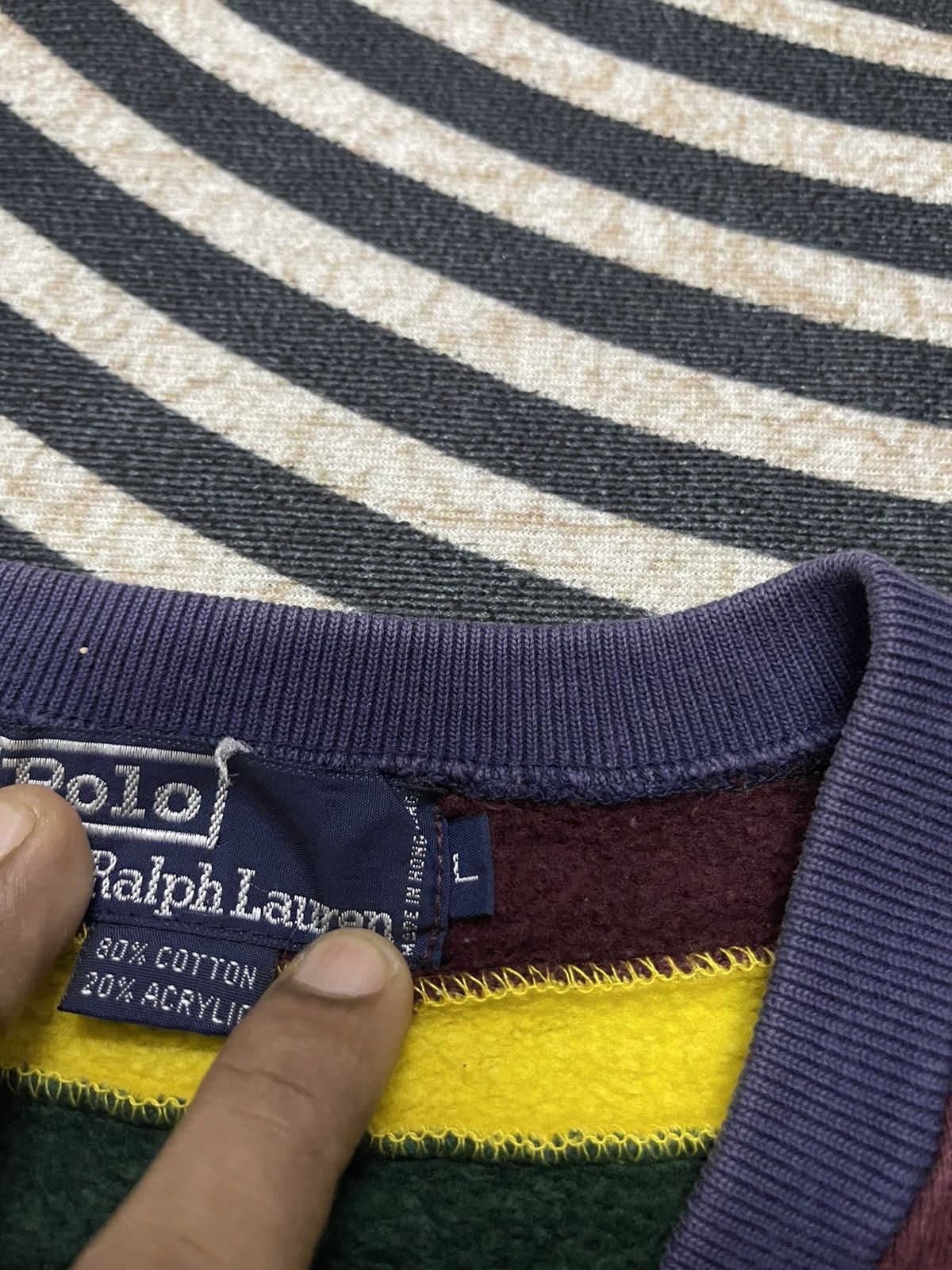 Polo Ralph Lauren 90s POLO BY RALPH LAUREN V-NECK COLLEGE STYLE SWEATER Size US L / EU 52-54 / 3 - 8 Thumbnail