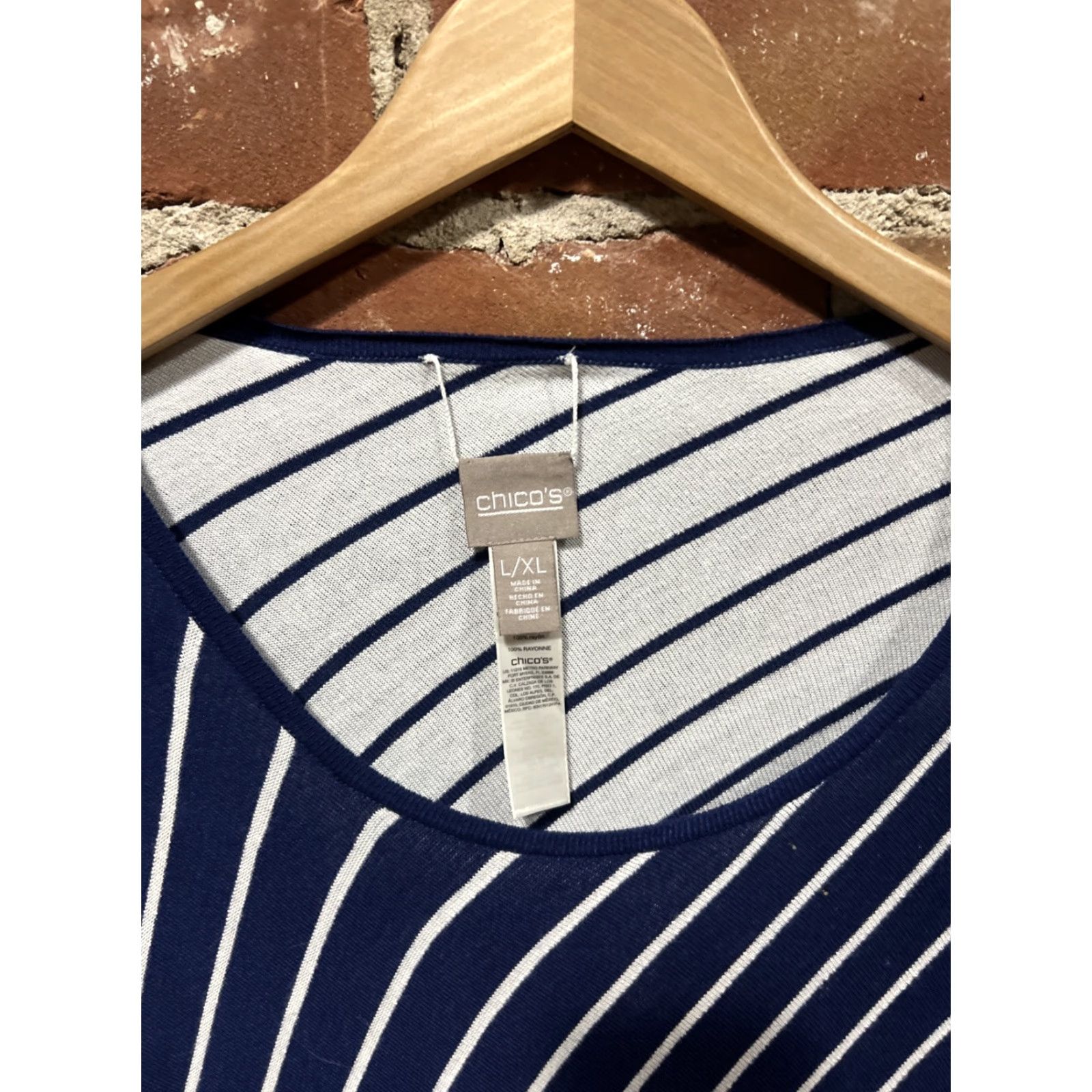 Vintage Chicos Sweater Womens L/XL Blue Poncho Triangle Hem Nautical Coastal Knit Pullover Shirt Regular Knit Navy Size L / US 10 / IT 46 - 2 Thumbnail