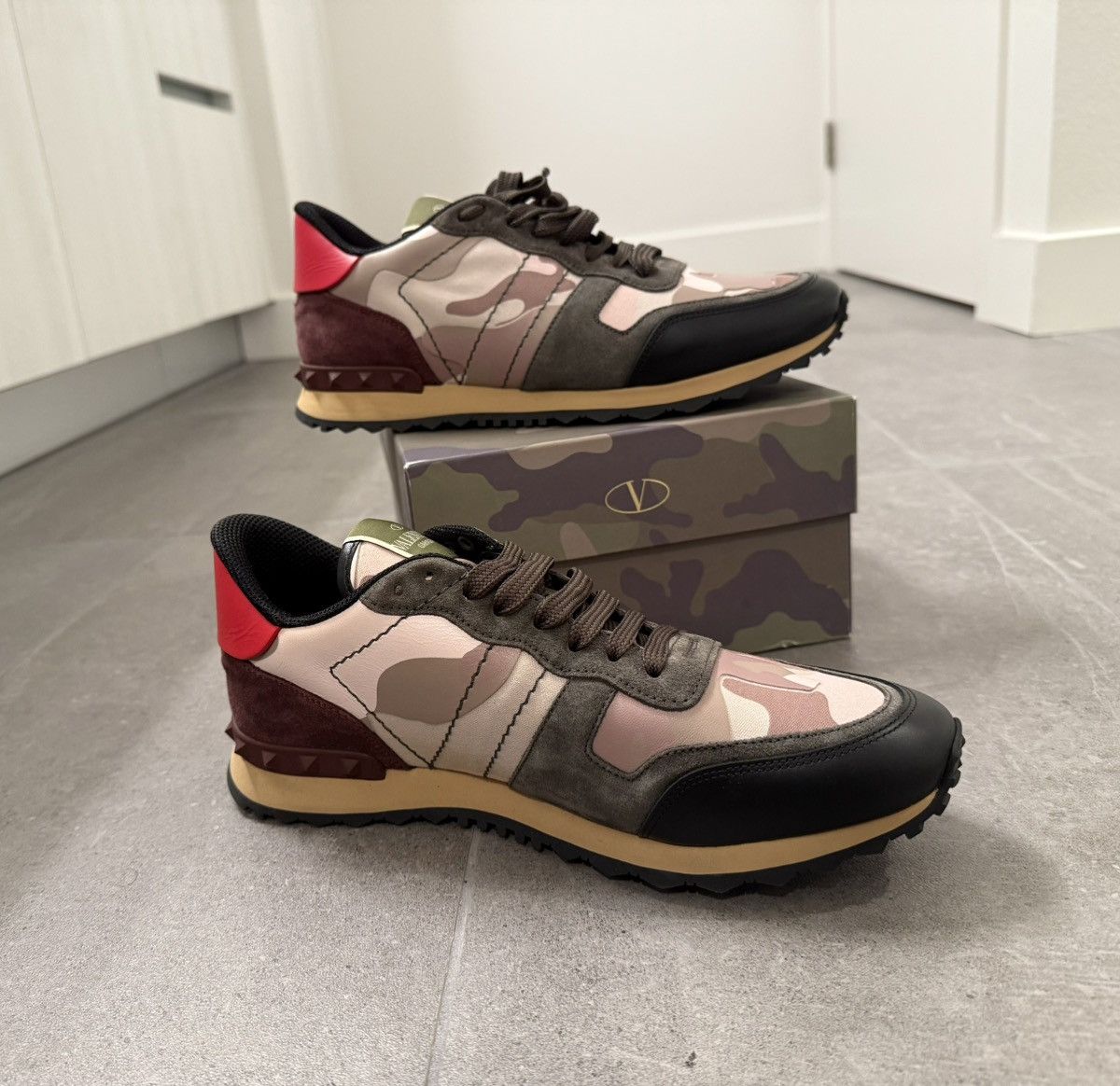 Valentino CAMOUFLAGE ROCKRUNNER SNEAKERS LEATHER & CANVAS Size US 11 / IT 41 - 2 Thumbnail