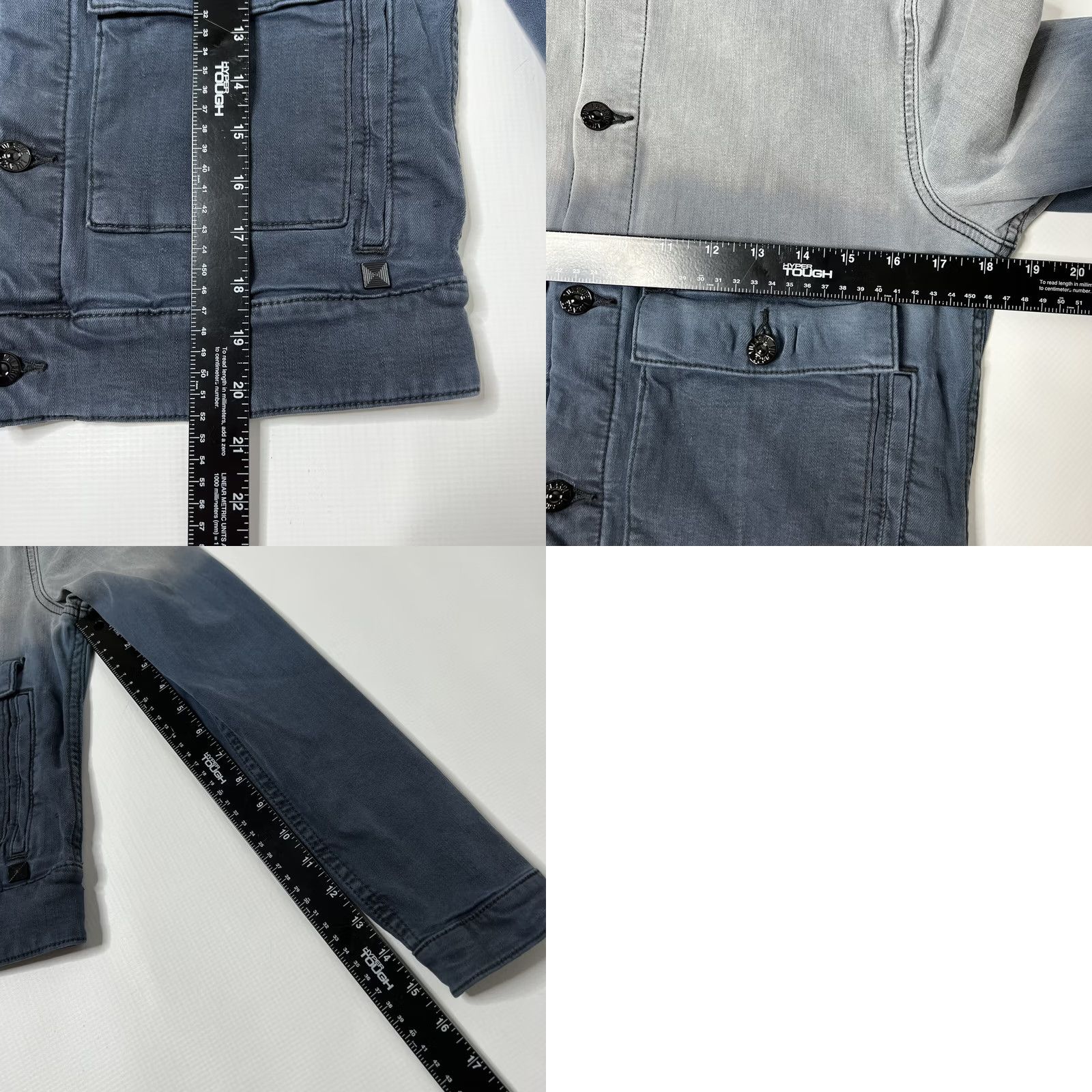 Vintage Lularoe Kenny Denim Jacket Size Small Blue Ombre Jacket Women Slim Regular Short Sleeve Jeans Coat/Outerwear Modern Bohemian Vintage: No Size S / US 4 / IT 40 - 8 Thumbnail