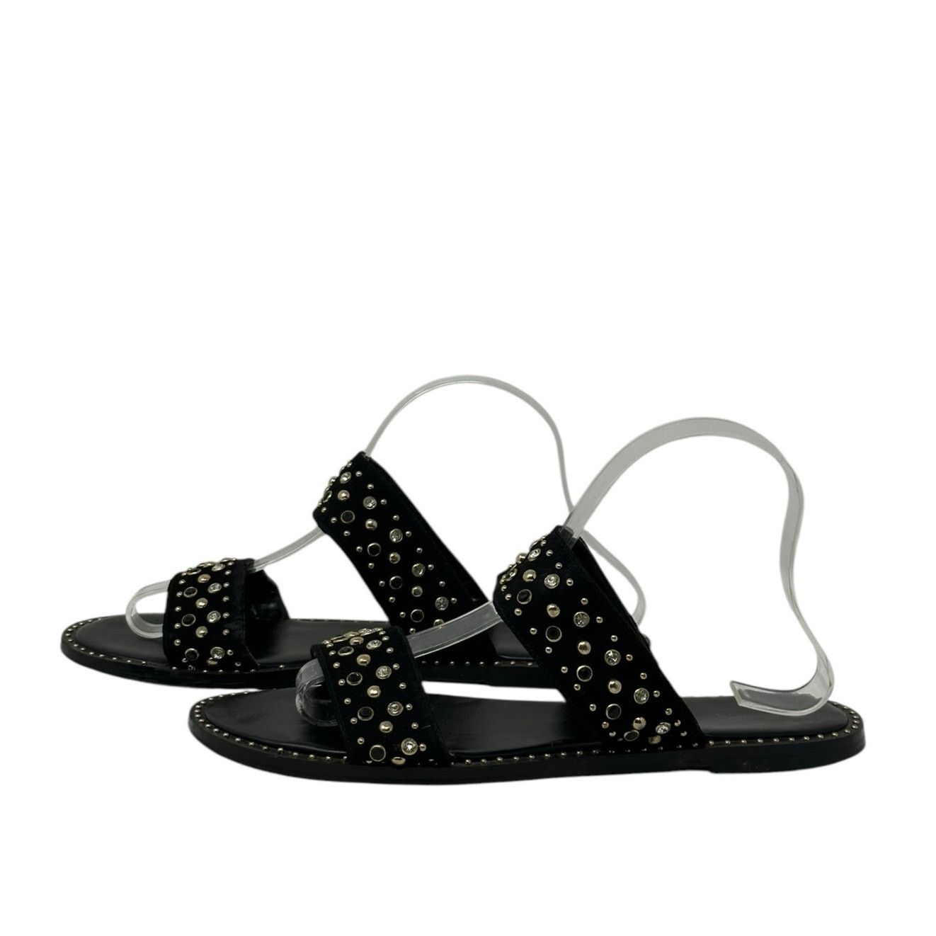 Express Express black faux suede studded flat sandals size 10 Size US 10 / IT 40 - 8 Thumbnail