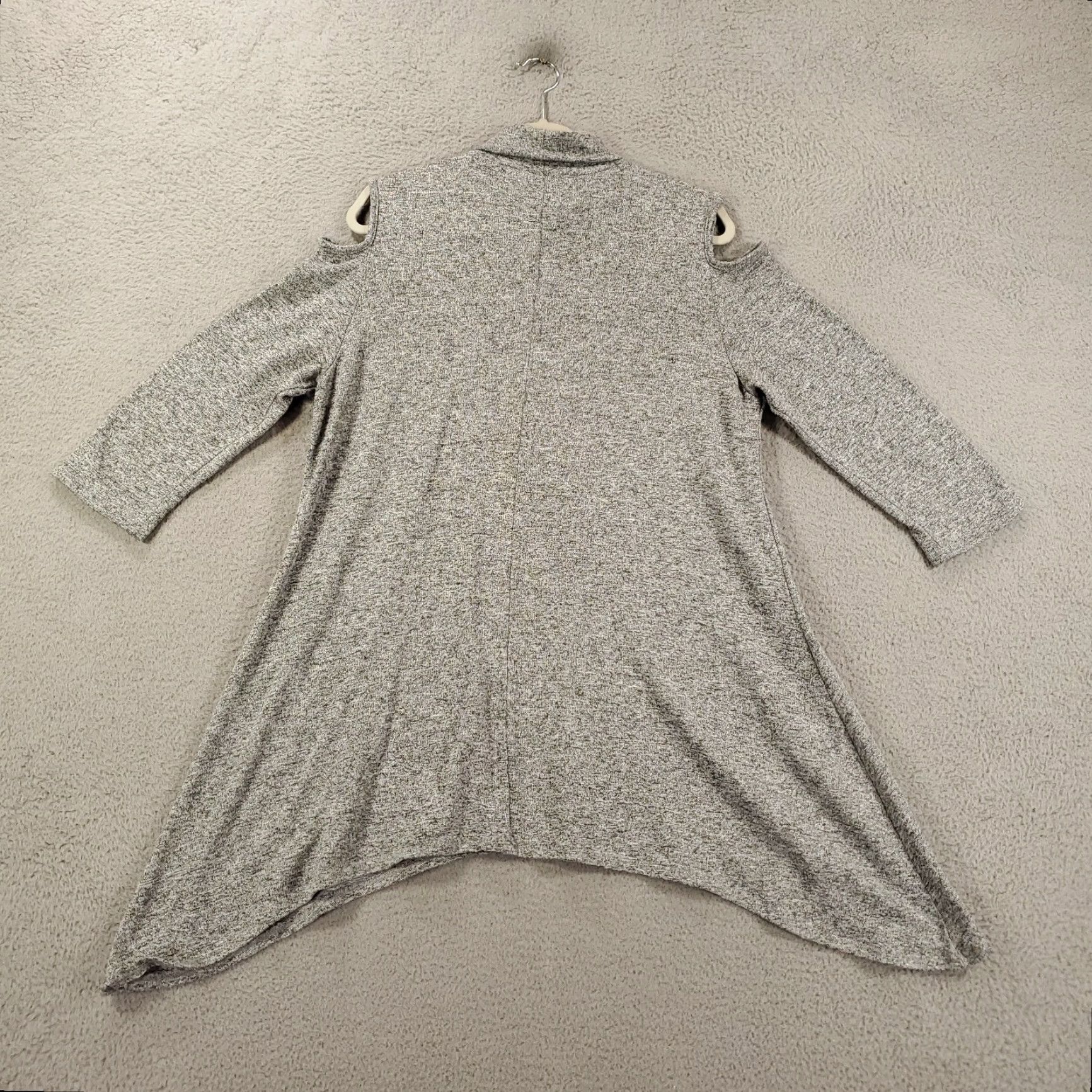 Vintage Clara Sun Woo Cold Shoulder Top Womens L Gray Heathered Cowl Turtleneck Blouse Pullover Casual Sleeve Knit Tunic - 100% from original words Size L / US 10 / IT 46 - 7 Thumbnail