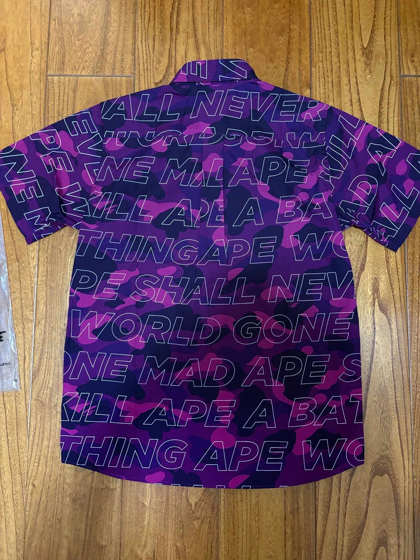 Bape BAPE Purple Camo Letter Short Sleeve Shirt M Size US M / EU 48-50 / 2 - 2 Thumbnail