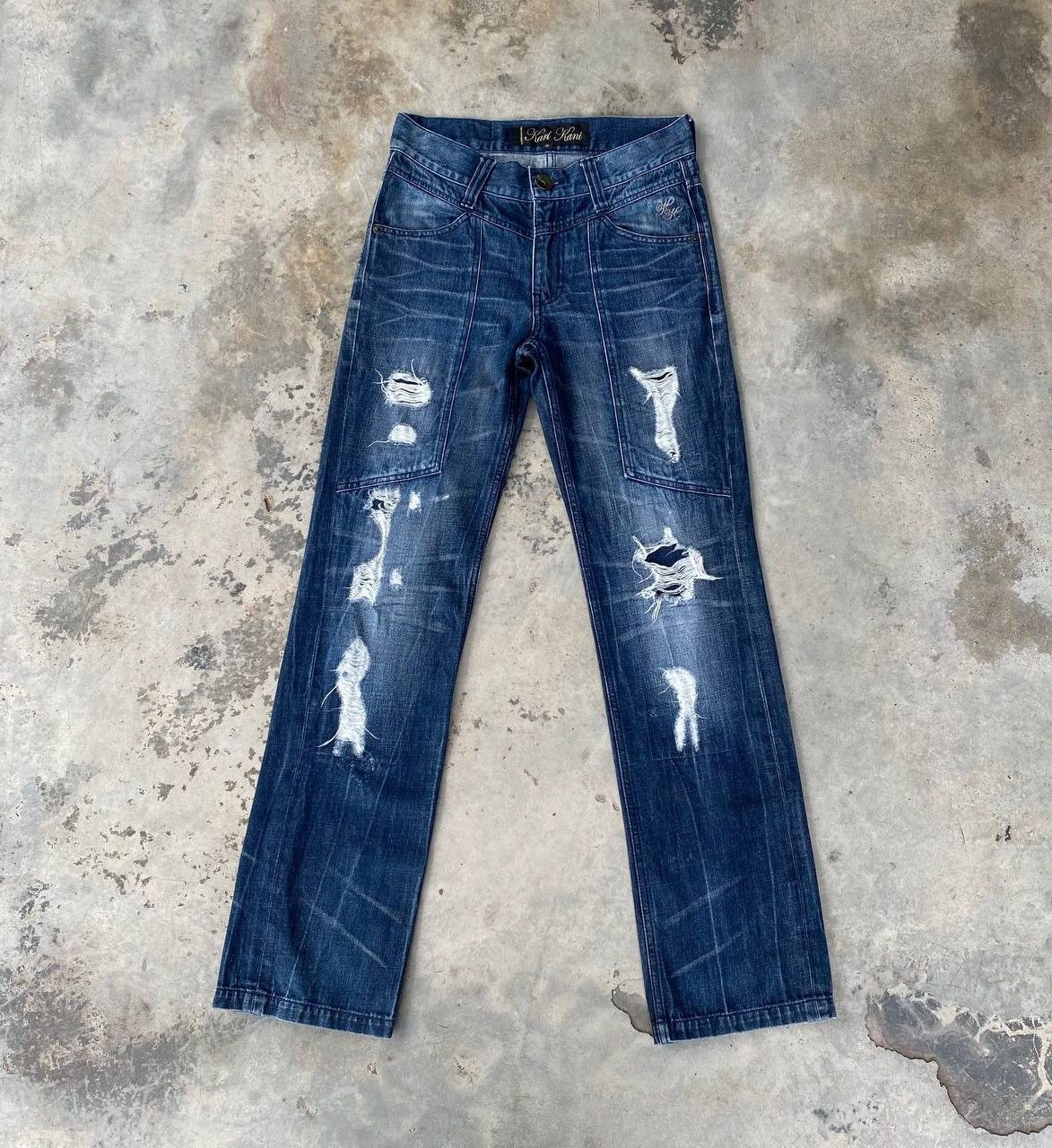 Karl Kani BJ05-25 KARL KANI DISTRESSED REPAIRED DENIM TIGER-CLAW MARK Size US 30 / EU 46 - 2 Thumbnail