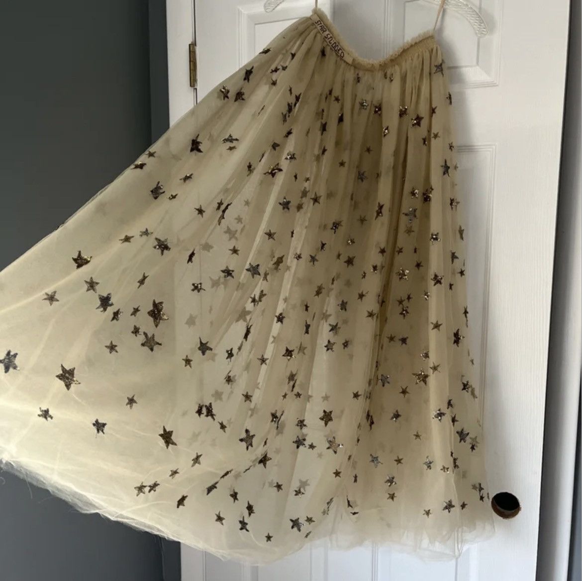 Valentino Valentino Cream STAR STUDDED Long Tulle Skirt W Sequin Stars Size 24" / US 00 / IT 34 - 5 Thumbnail