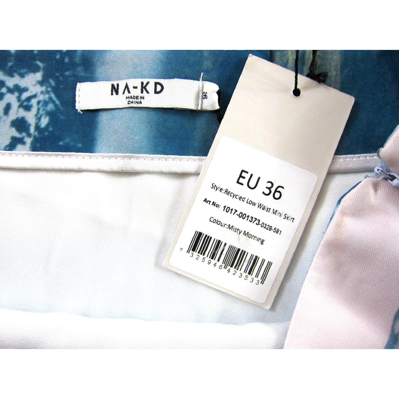 Vintage NA-KD Blue Misty Morning White Mountain Recycled Low Waist Mini Skirt Size 6 Size 28" / US 6 / IT 42 - 3 Thumbnail