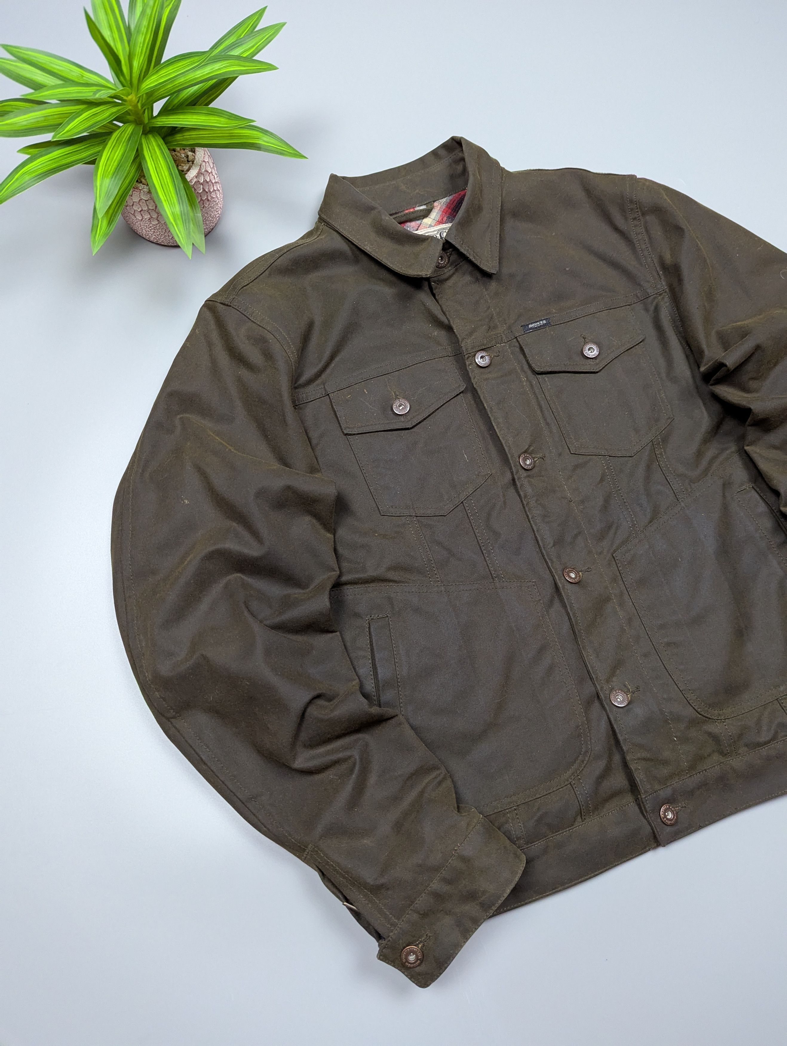 THE ROKKER COMPANY ROKKER Brown Waxed Moto Jacket M/L Waterproof Biker Size US L / EU 52-54 / 3 - 2 Thumbnail
