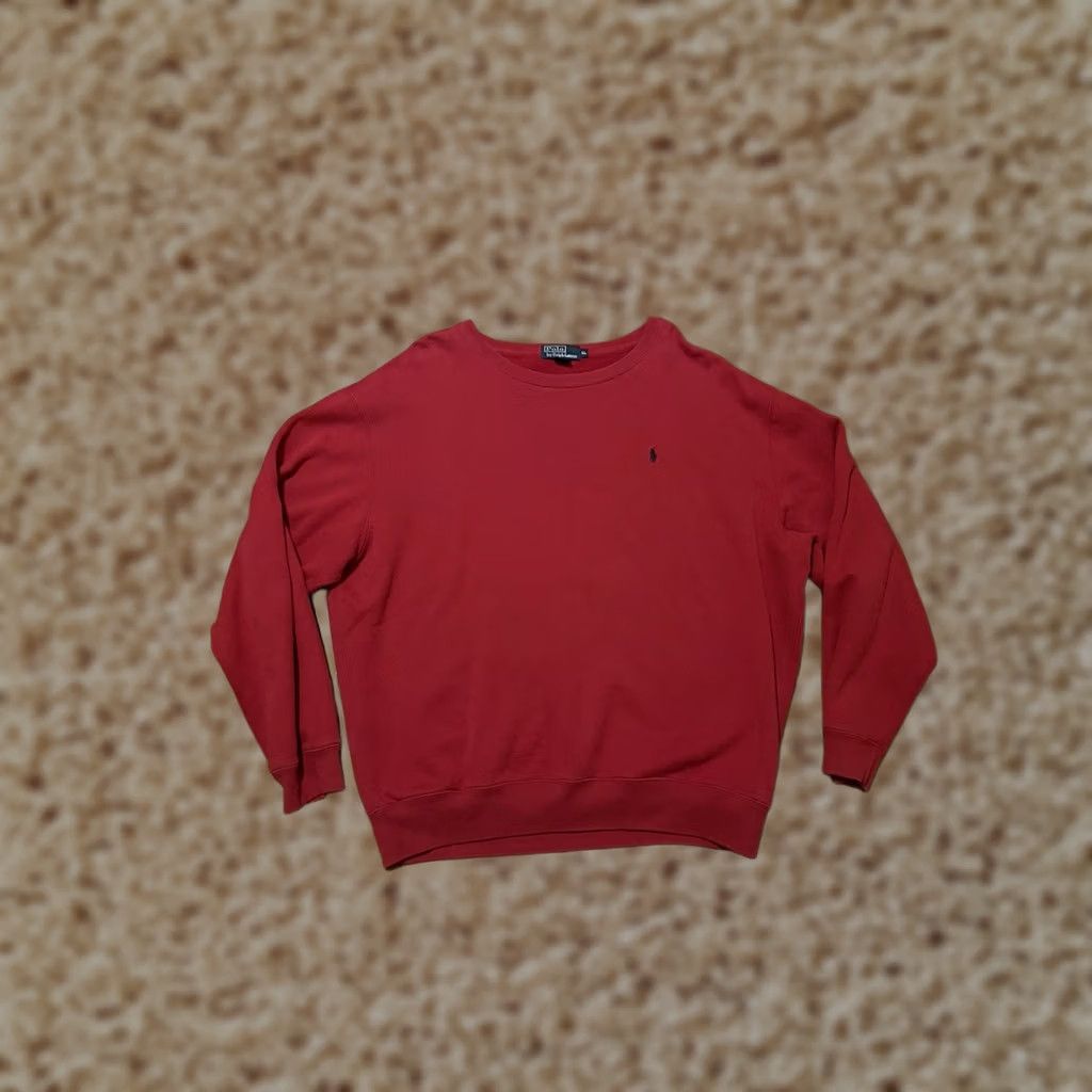 Polo Ralph Lauren VINTAGE Polo Ralph Lauren Sweatshirt Lined Red Crewneck Fleece Men's XLarge Size US XL / EU 56 / 4 - 1 Thumbnail
