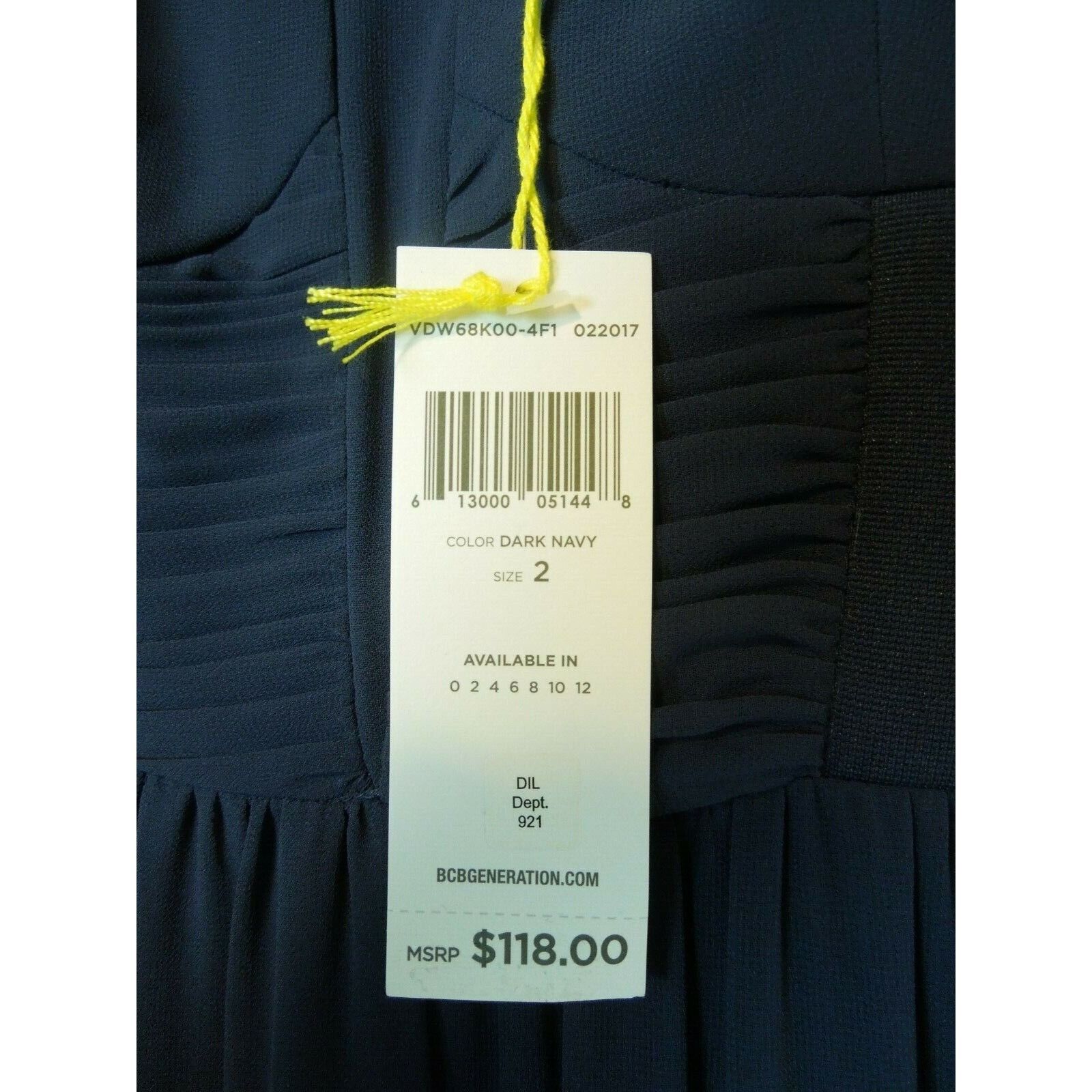 Bcbgmaxazria BCBG Generation Women's Navy Blue Cocktail Prom Evening Gown Size XS / US 0-2 / IT 36-38 - 2 Thumbnail