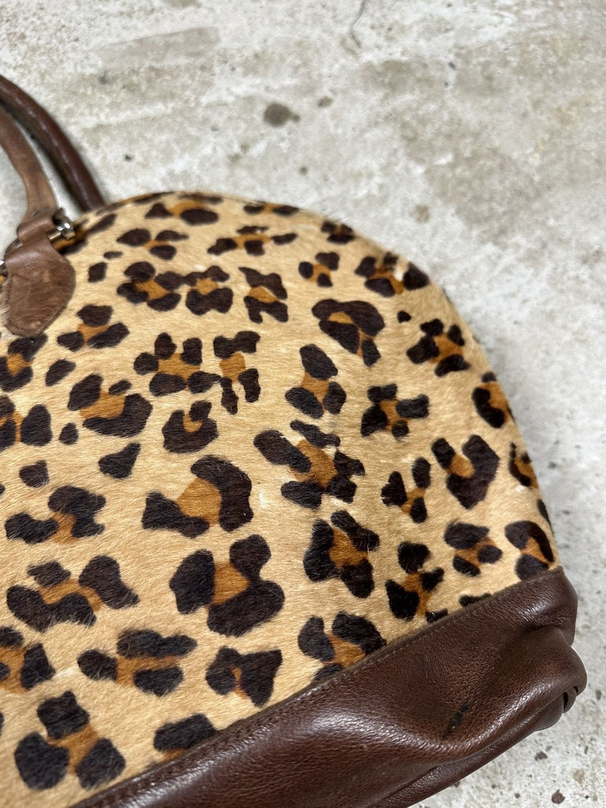 Japanese Brand Vintage 90s Leopard Print Fur & Leather Hand Bag Size ONE SIZE - 6 Thumbnail