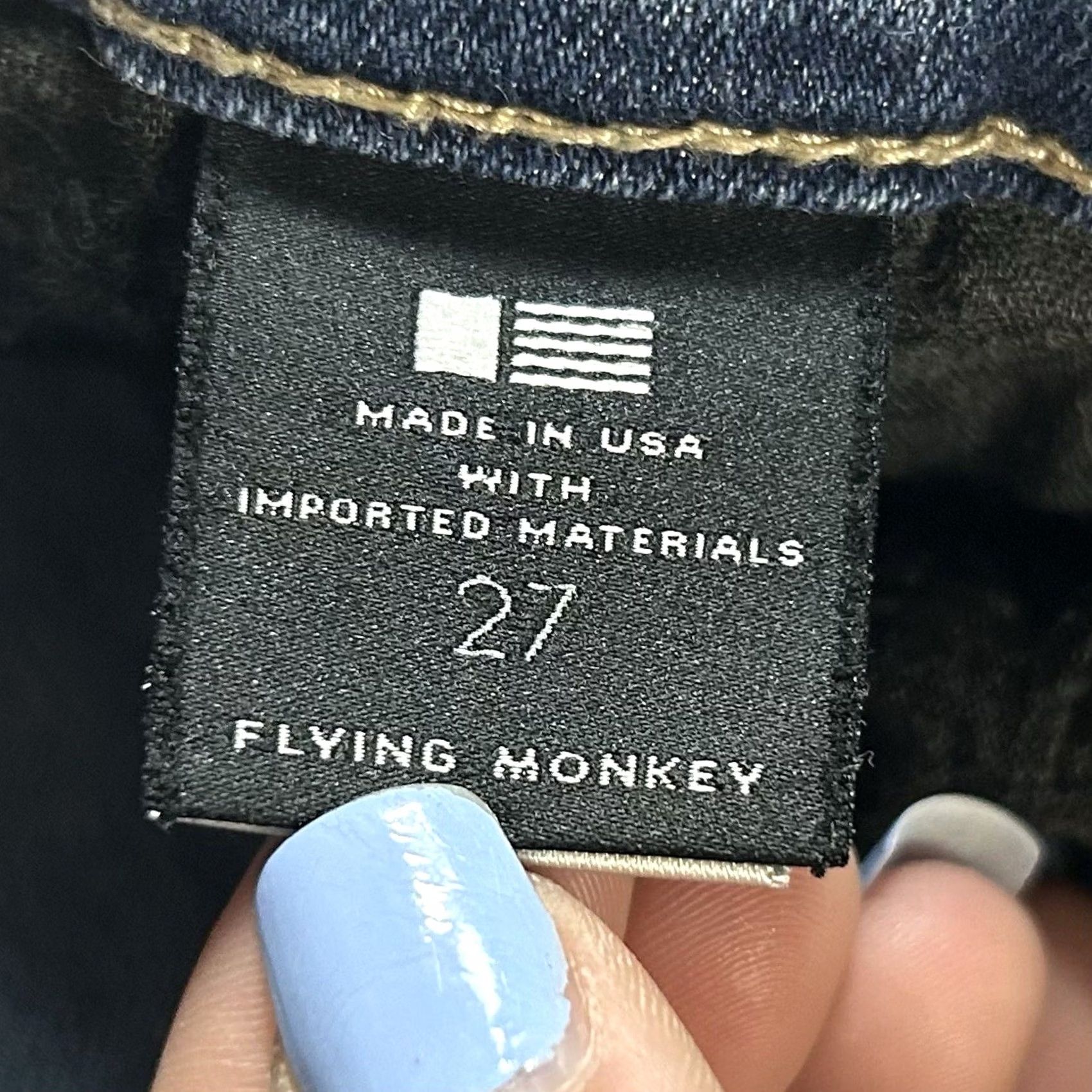 Vintage Flying Monkey Jeans Womens Size 27 Blue Denim Distressed Stretch Skinny Low Rise 5-Pocket Denim Pants Women Size 27" / US 4 / IT 40 - 7 Thumbnail
