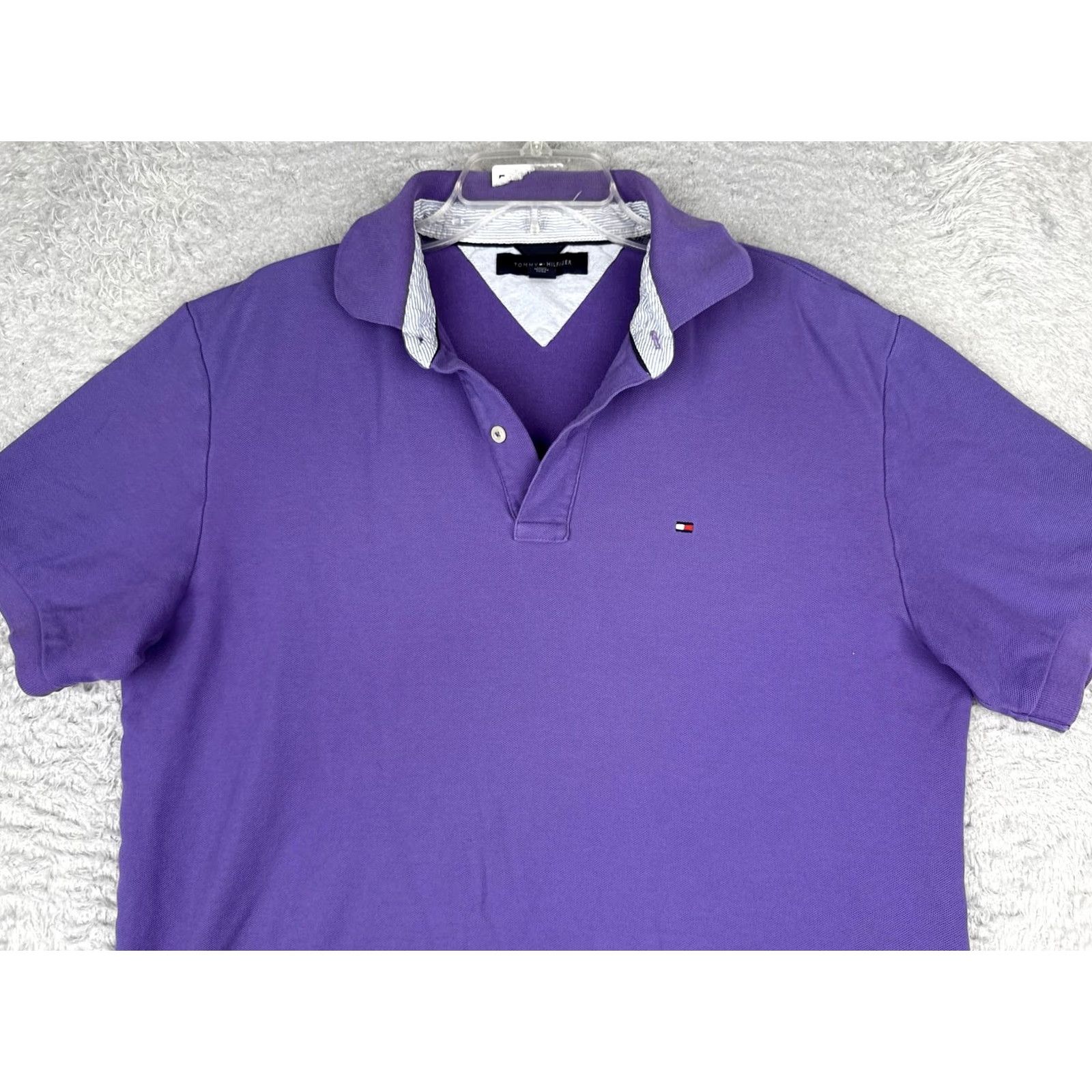 Tommy Hilfiger Tommy Hilfiger Polo Shirt Mens Large Purple Cotton Logo Casual Short Sleeve Size US L / EU 52-54 / 3 - 4 Thumbnail