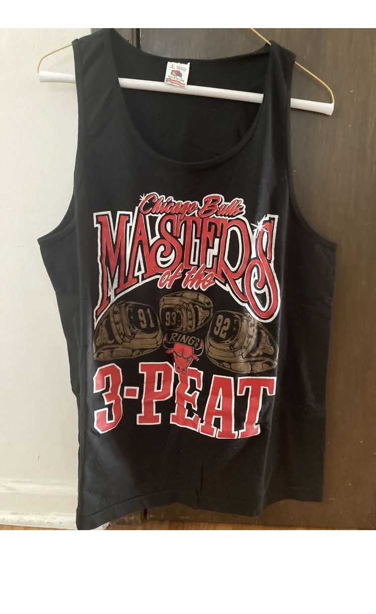 Fruit Of The Loom Vintage 1993 Chicago Bulls 3-Peat Rings Championship Tank L Size US L / EU 52-54 / 3 - 1 Thumbnail