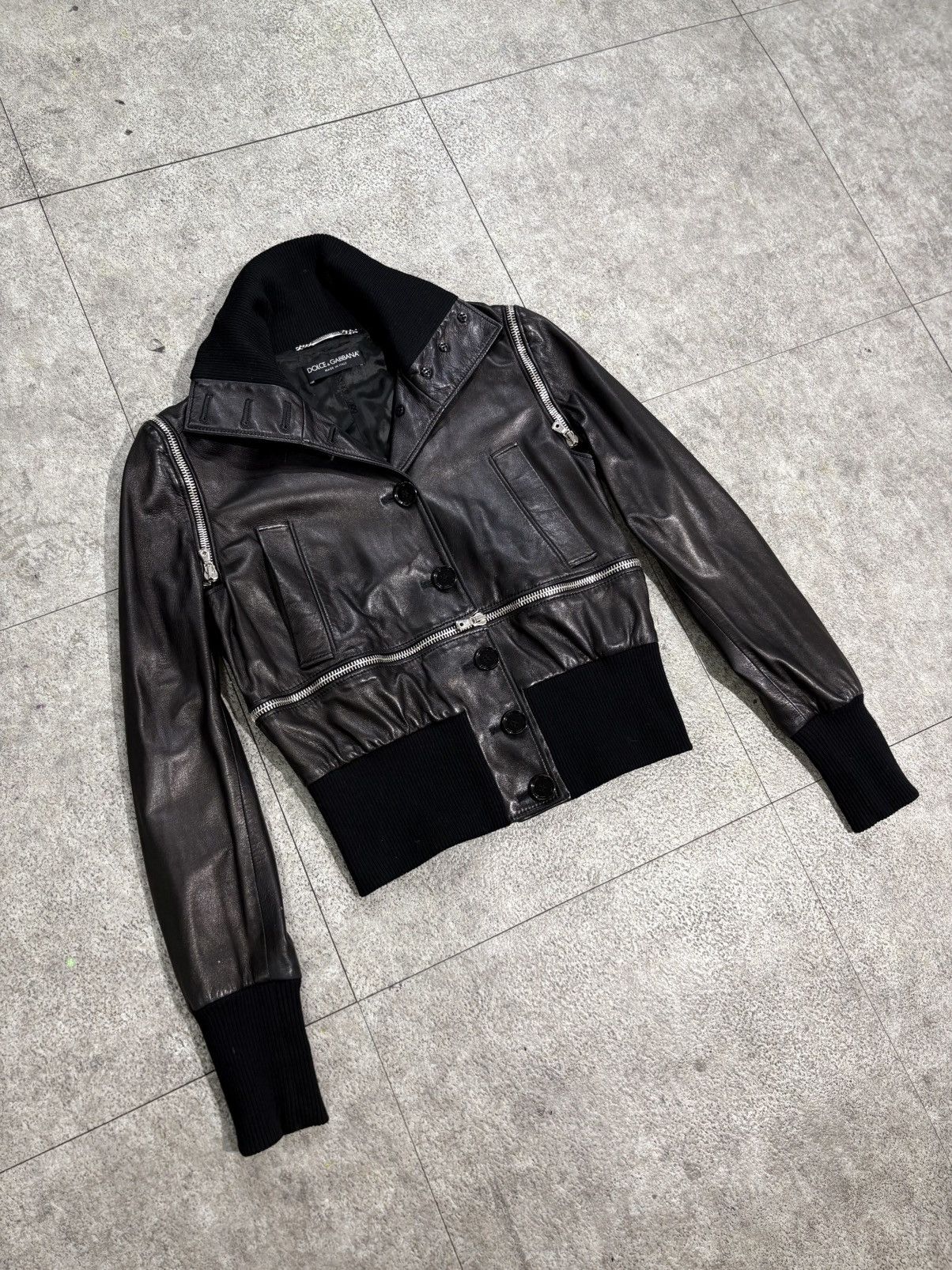 Dolce & Gabbana Dolce & gabbana Multi-Zip Convertible Leather Bomber Jacket Size S / US 4 / IT 40 - 1 Thumbnail