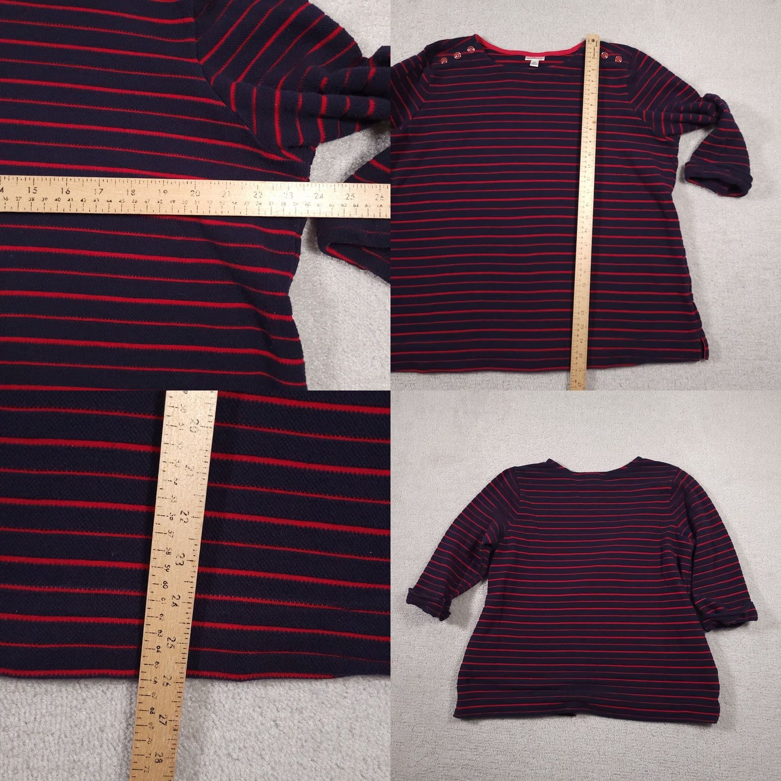 Croft & Barrow VINTAGE Croft & Barrow Sweater Women's 2X Plus Navy Blue Red Striped Heavyweight Casual Size XXL / US 16-18 / IT 52-54 - 8 Thumbnail
