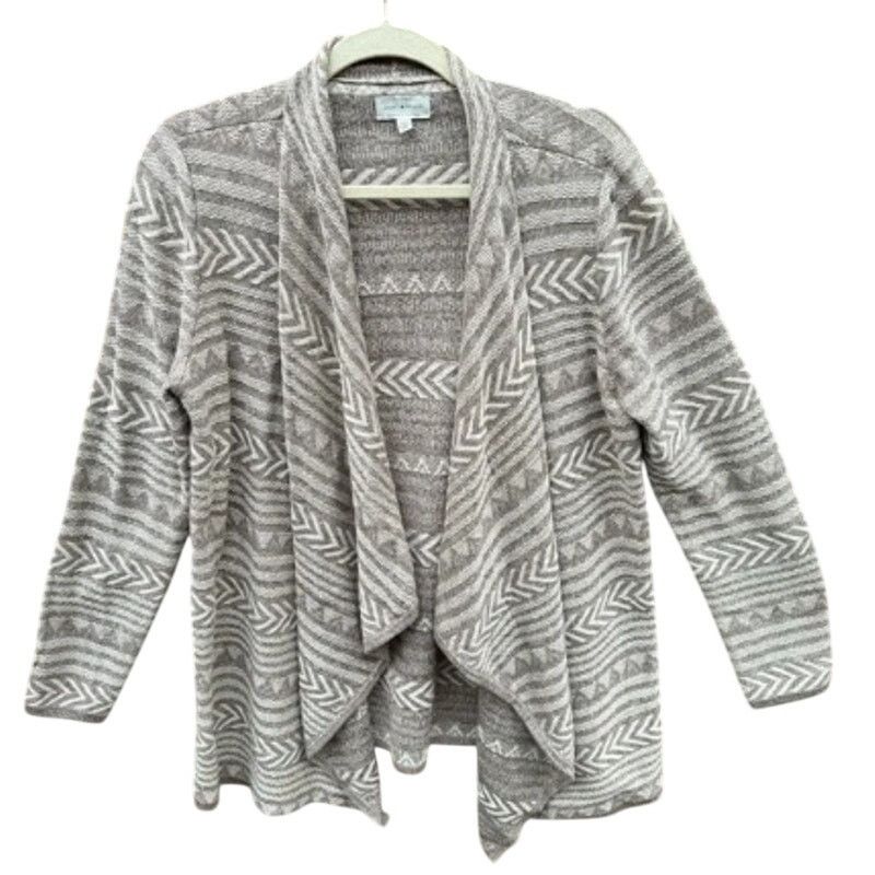 Lucky Brand Lucky Brand Womens Large Cotton Caridgan Tan Stripe Sweater Size L / US 10 / IT 46 - 1 Thumbnail