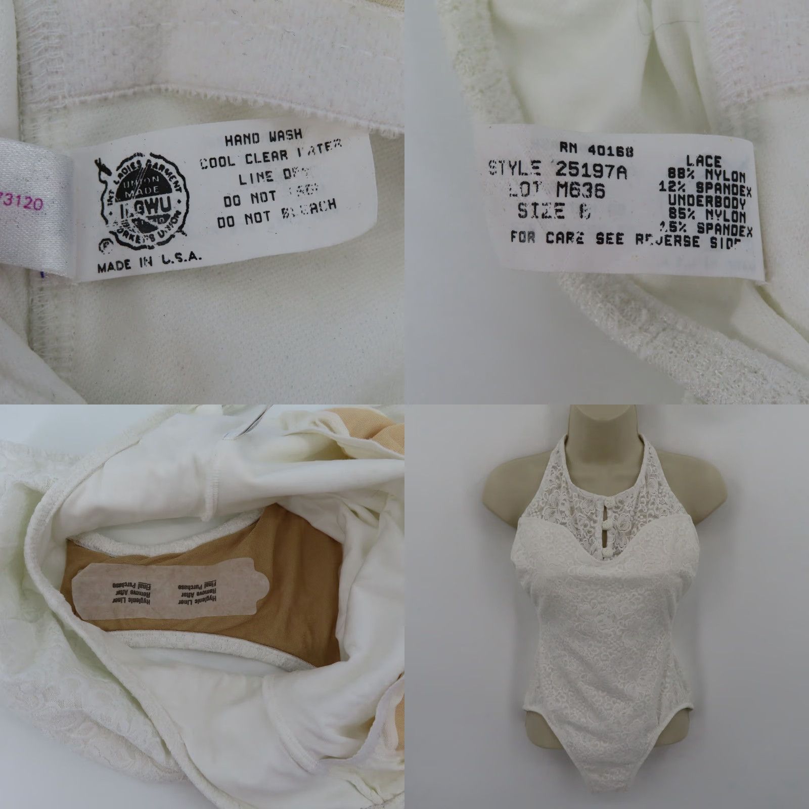 Vintage VINTAGE Fredericks of Hollywood Womens 8 White Lace One Piece Swimsuit NEW No Tags Size ONE SIZE - 9 Thumbnail