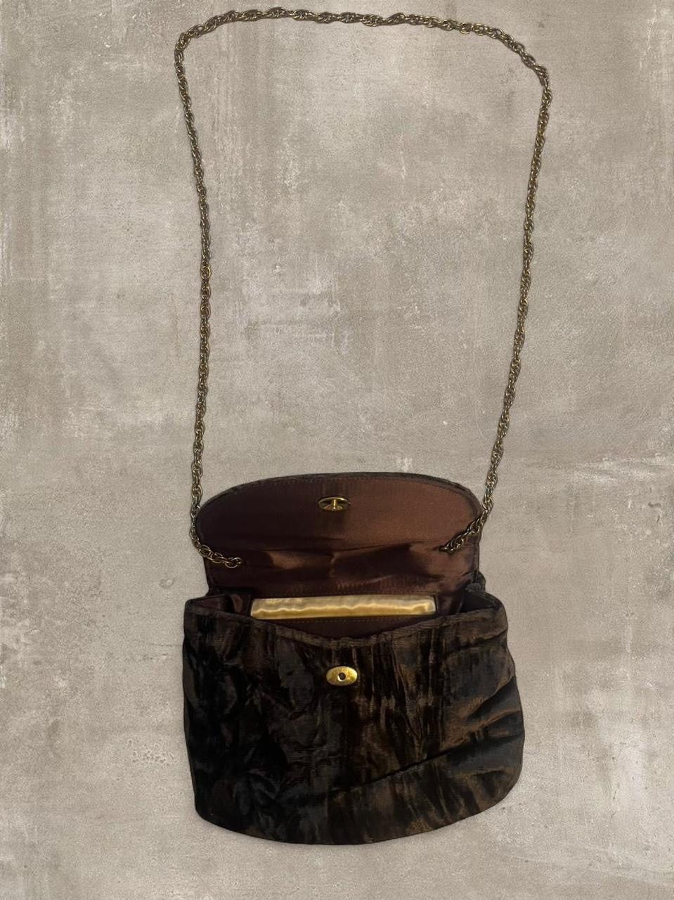 Other Vintage Morris Lewis Velvet Bag Chain Strap Brown Purse Size ONE SIZE - 1 Thumbnail