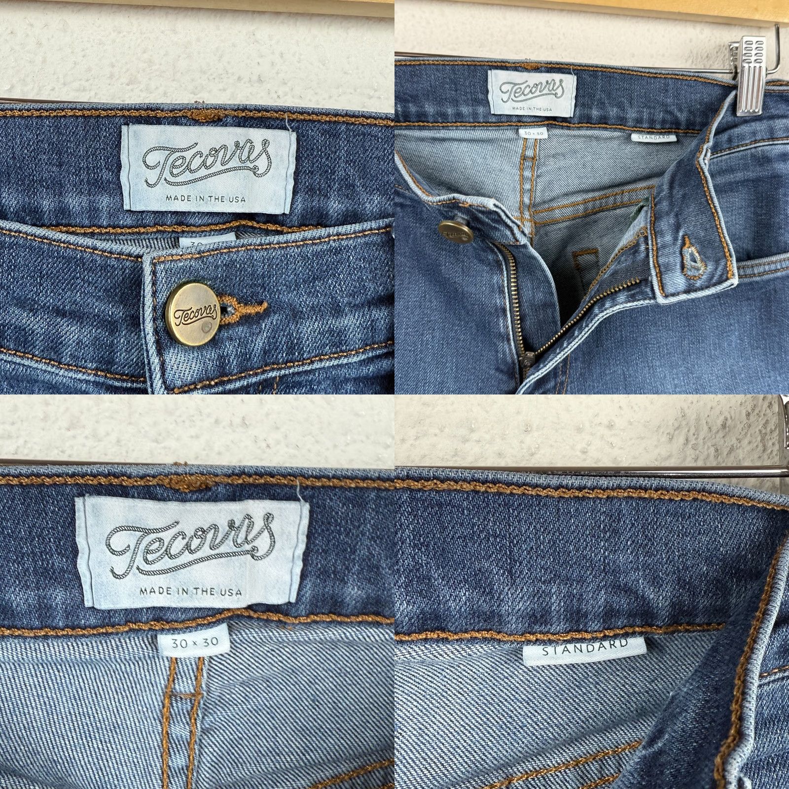 Tecovas Tecovas Jeans 28x28.5 Blue Denim Straight Leg Regular 5-Pocket Mens Jeans Size US 28 / EU 44 - 8 Thumbnail