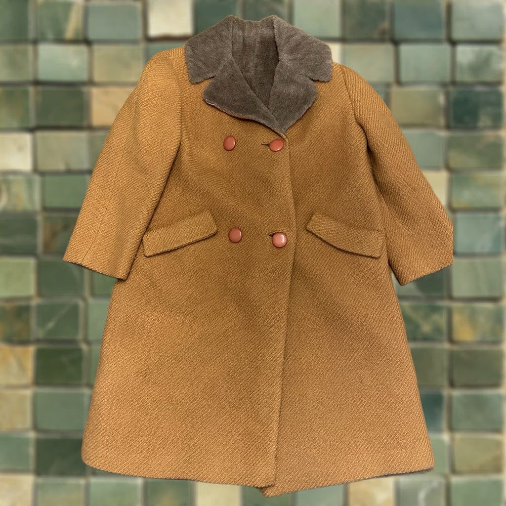 Vintage VINTAGE ILGWU Women’s Wool Coat Fur Lined Large Brown 60s Two Button Coat Women L Medium Beige Retro 60s Mens? Size L / US 10 / IT 46 - 1 Thumbnail