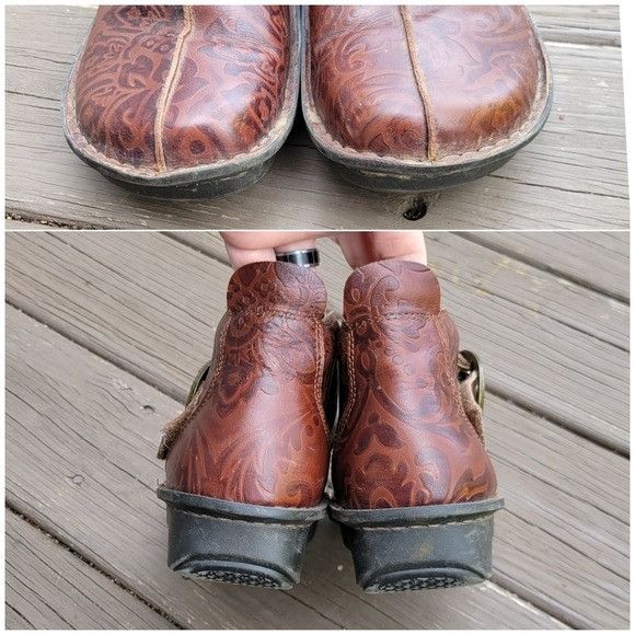 Designer Alegria Caiti Yeehaw Floral Tooled Brown Leather Buckle Ankl Size US 8.5 / IT 38.5 - 6 Thumbnail
