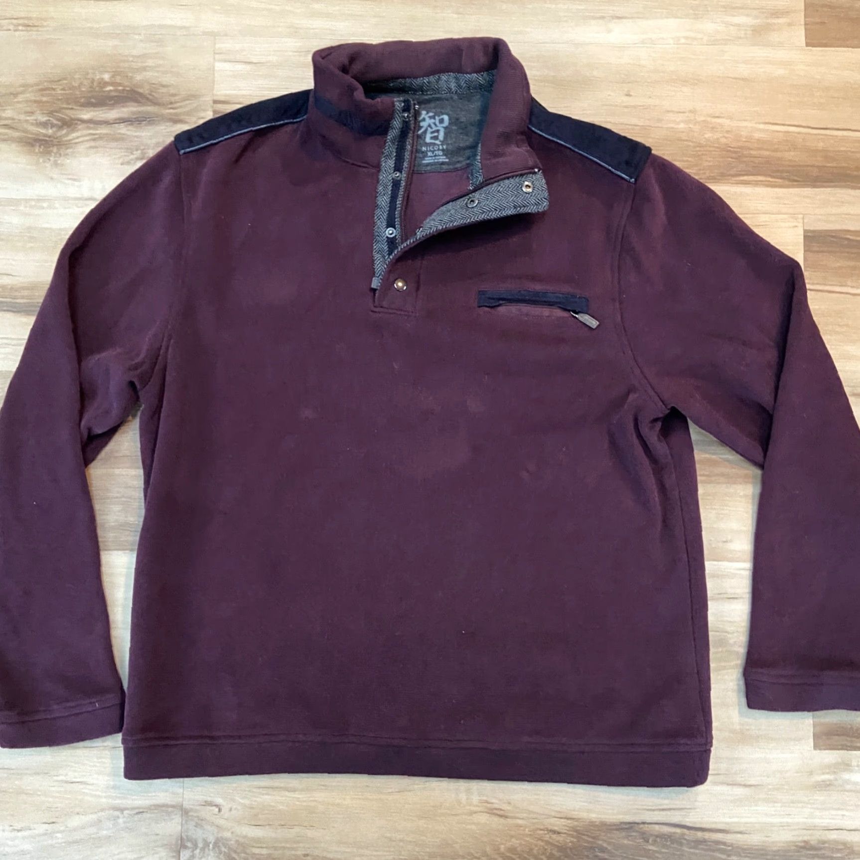 Vintage VINTAGE Nichoby by Age of Wisdom Sweater Mens XL Burgundy 1/4 Zip Mock Neck Snap Shirt Size US XL / EU 56 / 4 - 2 Thumbnail