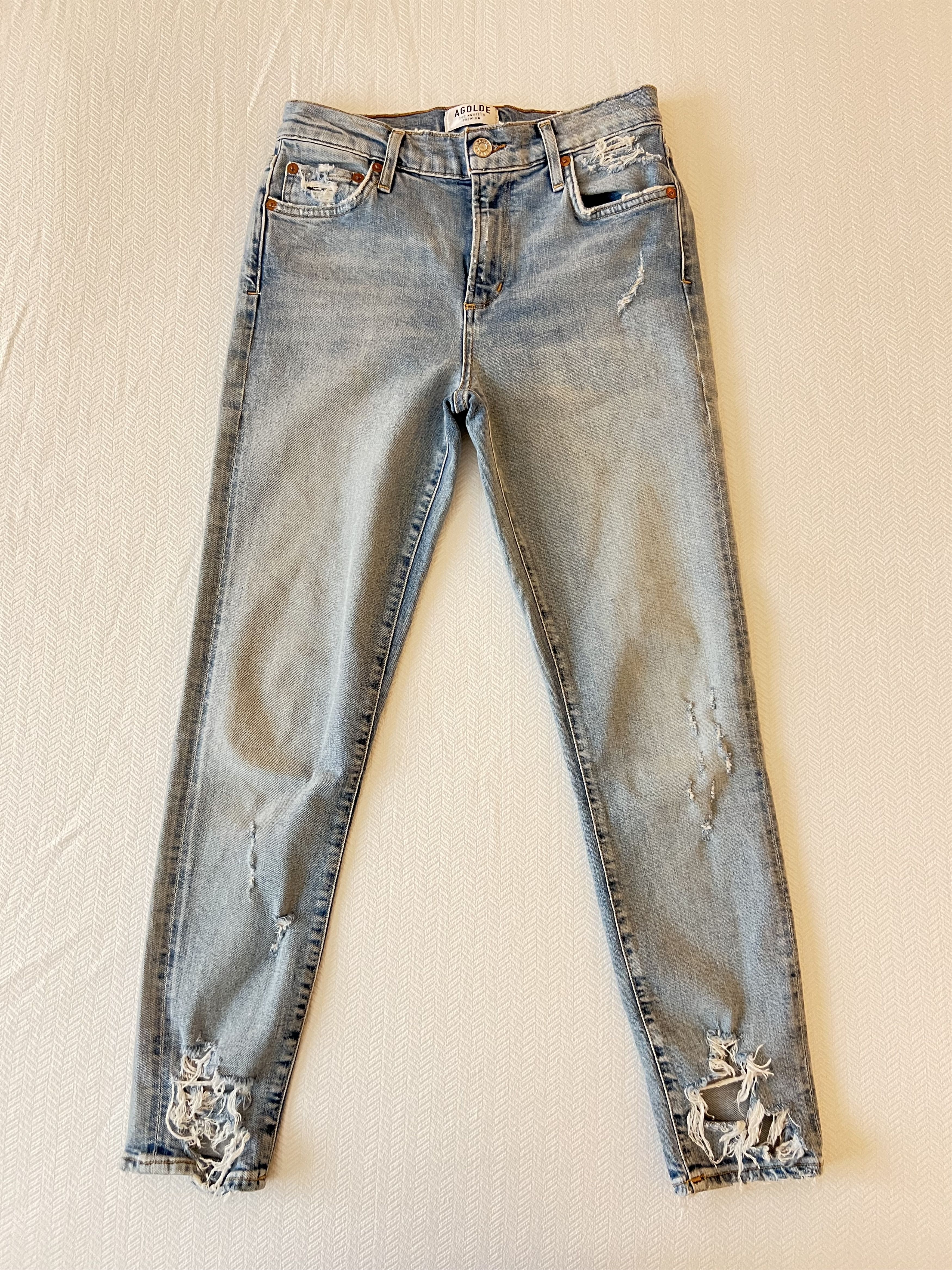 Agolde Agolde Sophie Crop High Waisted Ripped Ankle Jeans Size 26" / US 2 / IT 38 - 1 Thumbnail