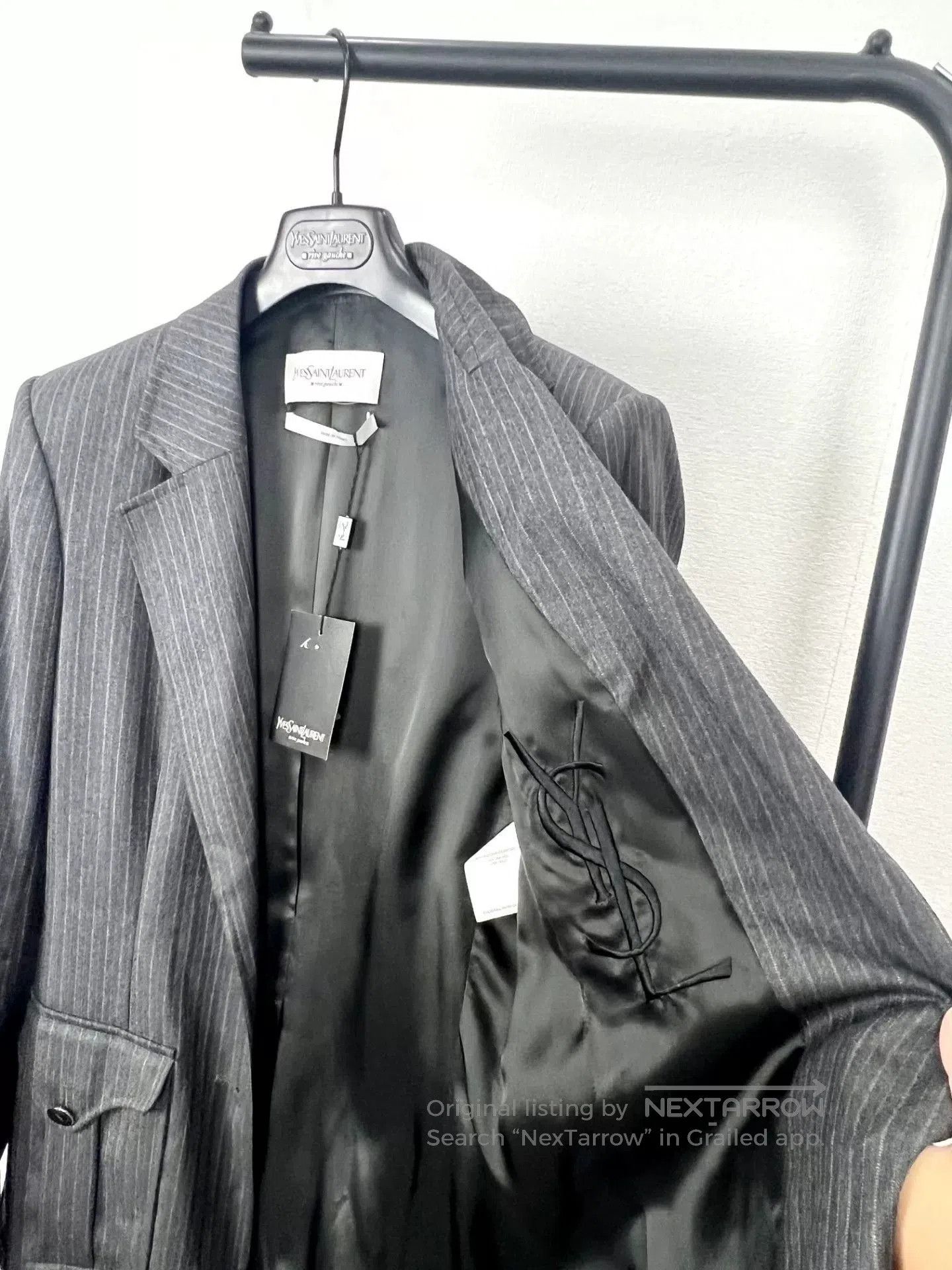 Saint Laurent Paris YSL Gray Pinstripe Wool Blazer. Size S / US 4 / IT 40 - 7 Thumbnail