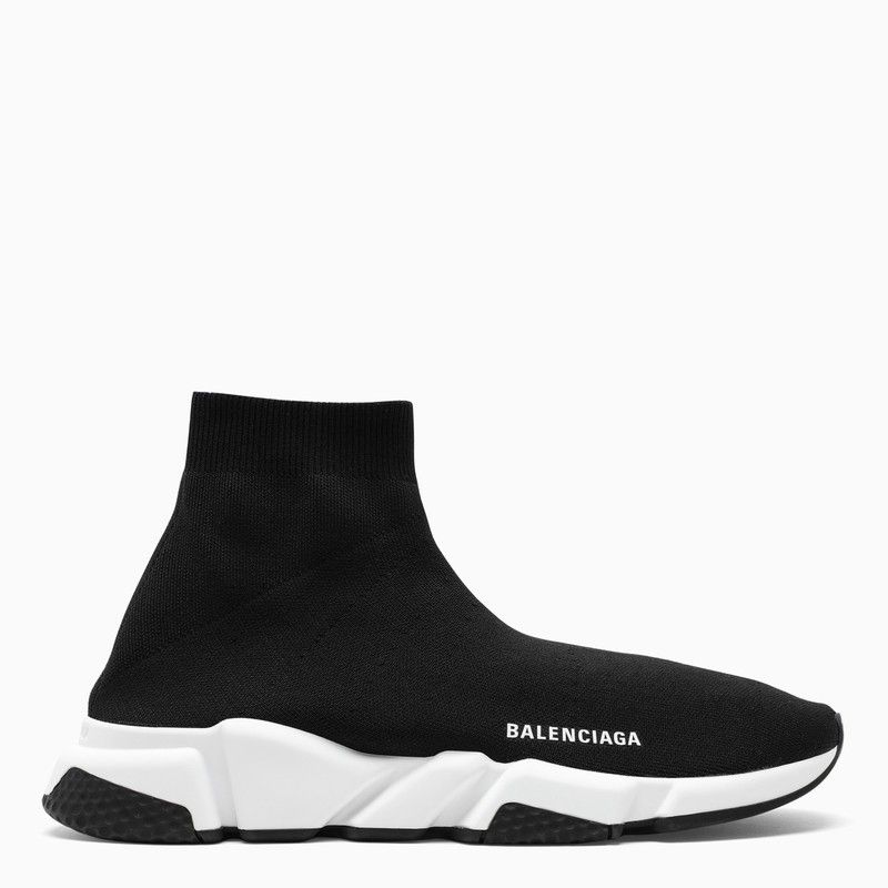 image of Balenciaga Black Mesh And White Speed Sneakers, Men's (Size 8)