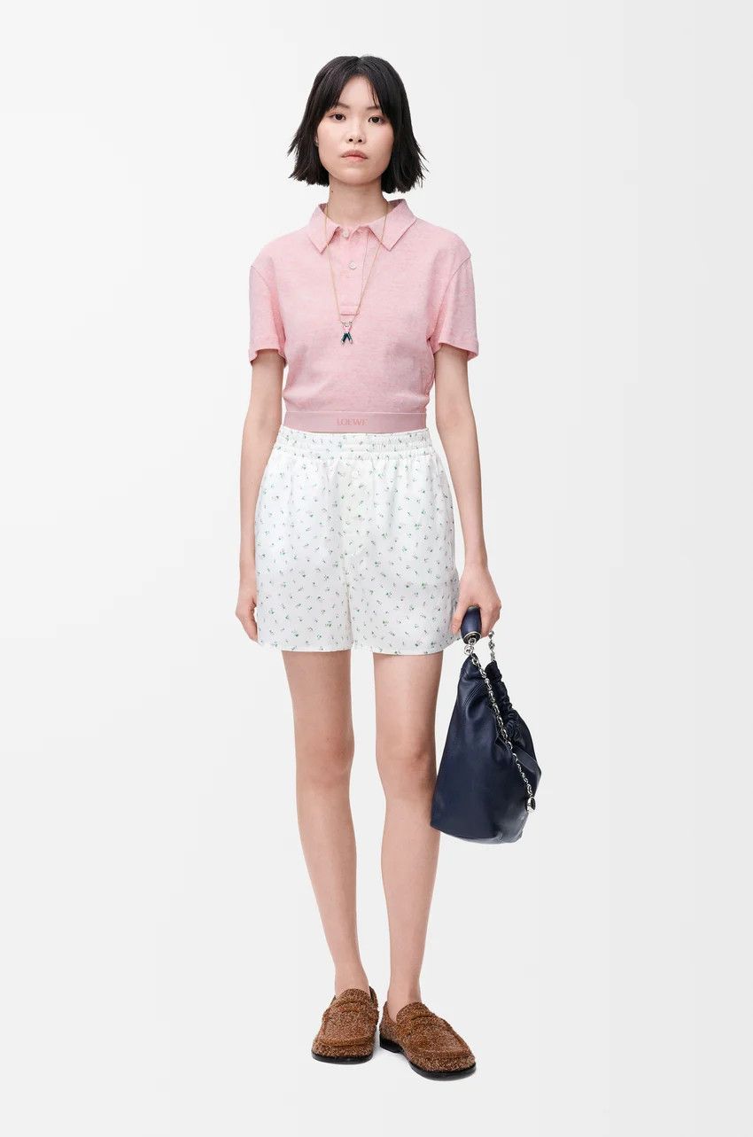 Loewe o1loc1c0525 Cropped Polo In Cotton And Wool in Pink Size L / US 10 / IT 46 - 2 Thumbnail