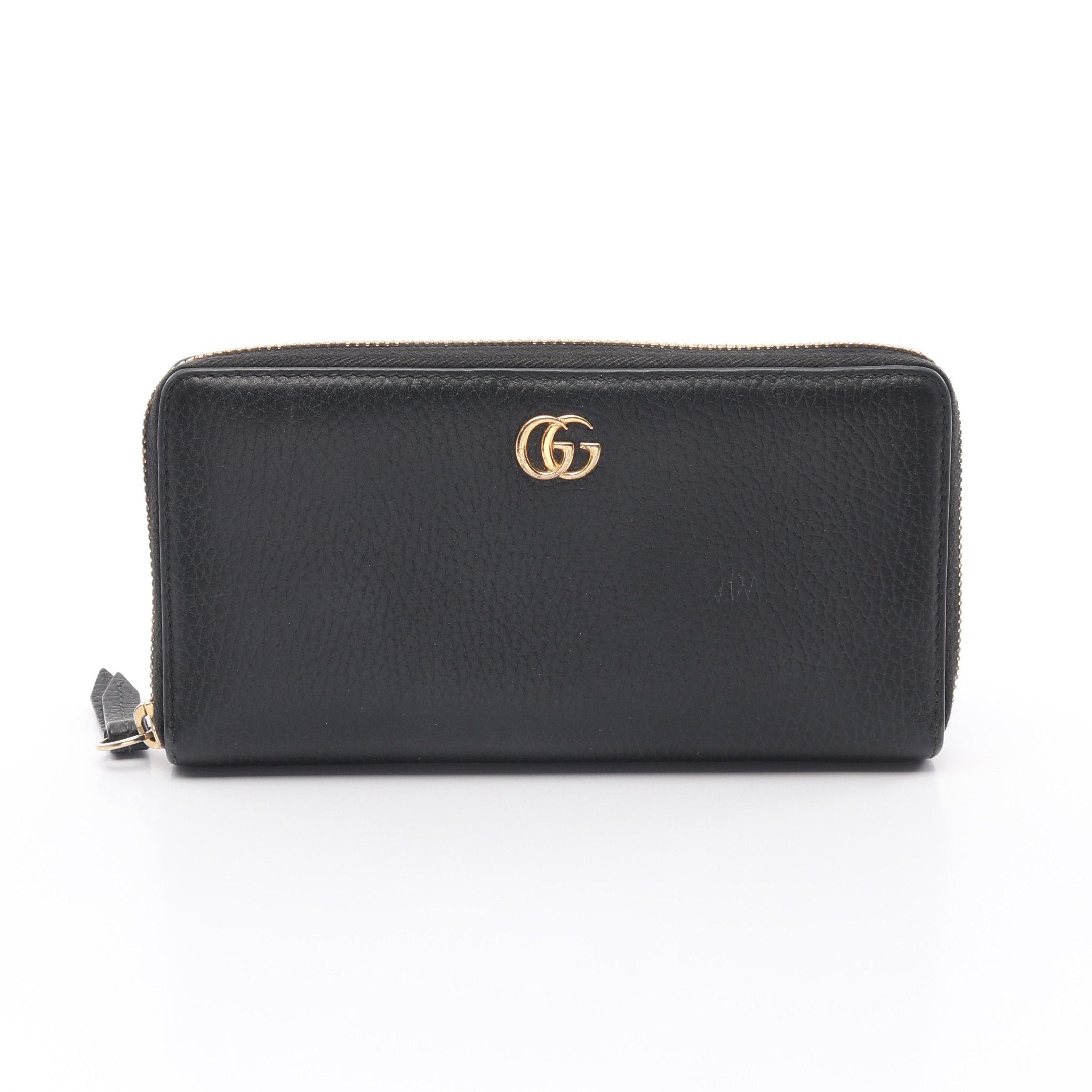 Gucci Gucci Petite Marmont Gg Round Zipper Long Wallet Leather Black Size ONE SIZE - 1 Thumbnail