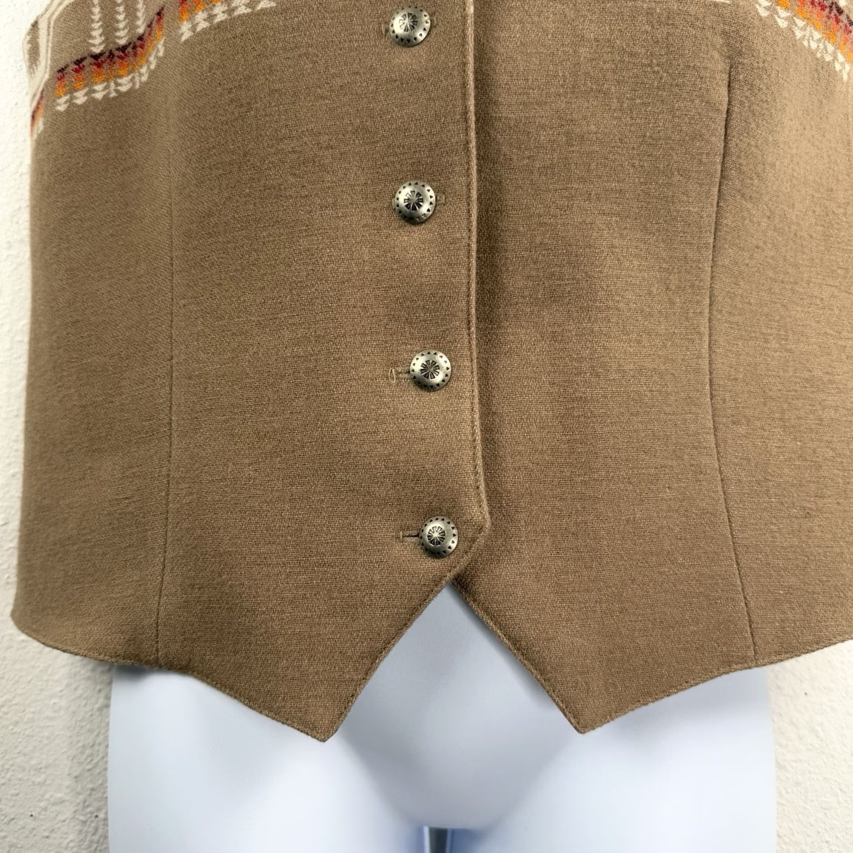 Pendleton VINTAGE Pendleton Womens Set Skirt & Vest Wool Petites 10P Brown Geometric Southwestern Tribal Button Lined Fall Winter Mens Womens? Size 32" / US 10 / IT 46 - 6 Thumbnail