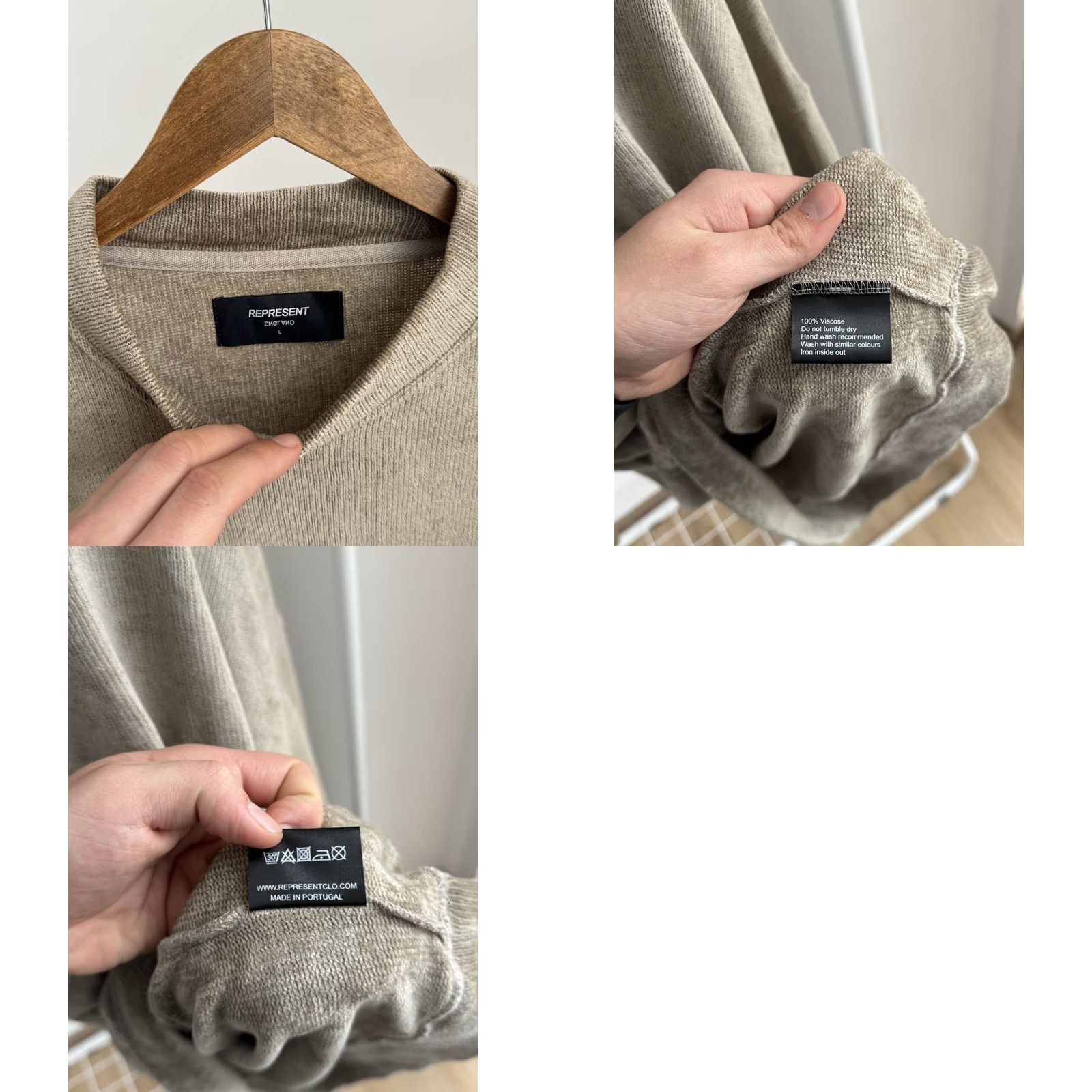 Vintage VINTAGE Represent Beige Sweater 100% Viscose Oversized Fit Size L Men Size US L / EU 52-54 / 3 - 8 Thumbnail