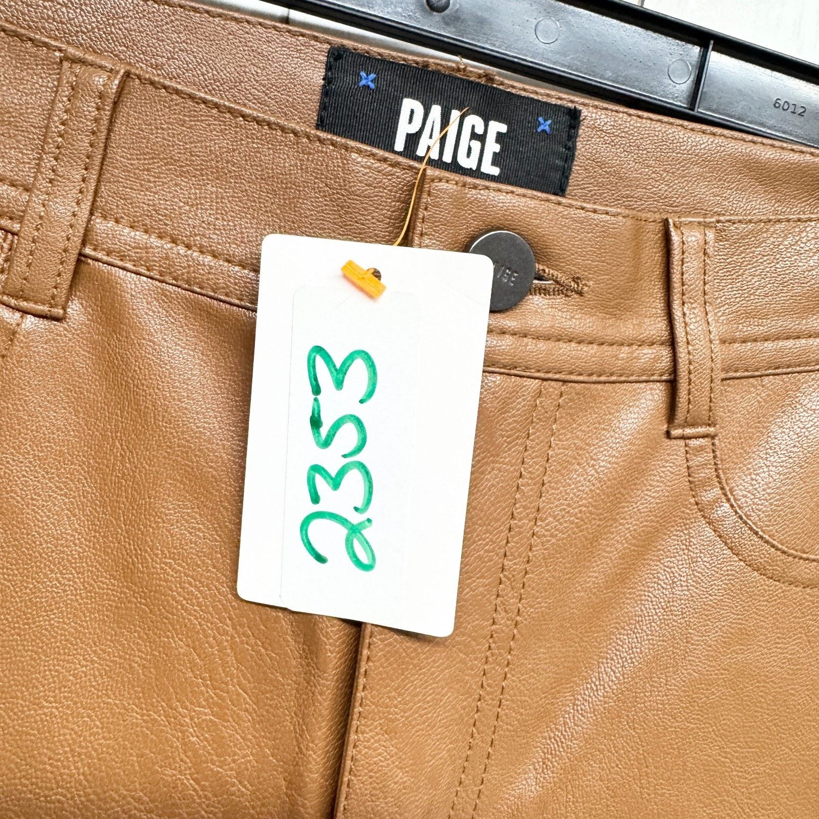 Paige Paige Pants 26 Dark Argan Brwn Faux Leather Relaxed Straight Size 28" / US 6 / IT 42 - 7 Thumbnail