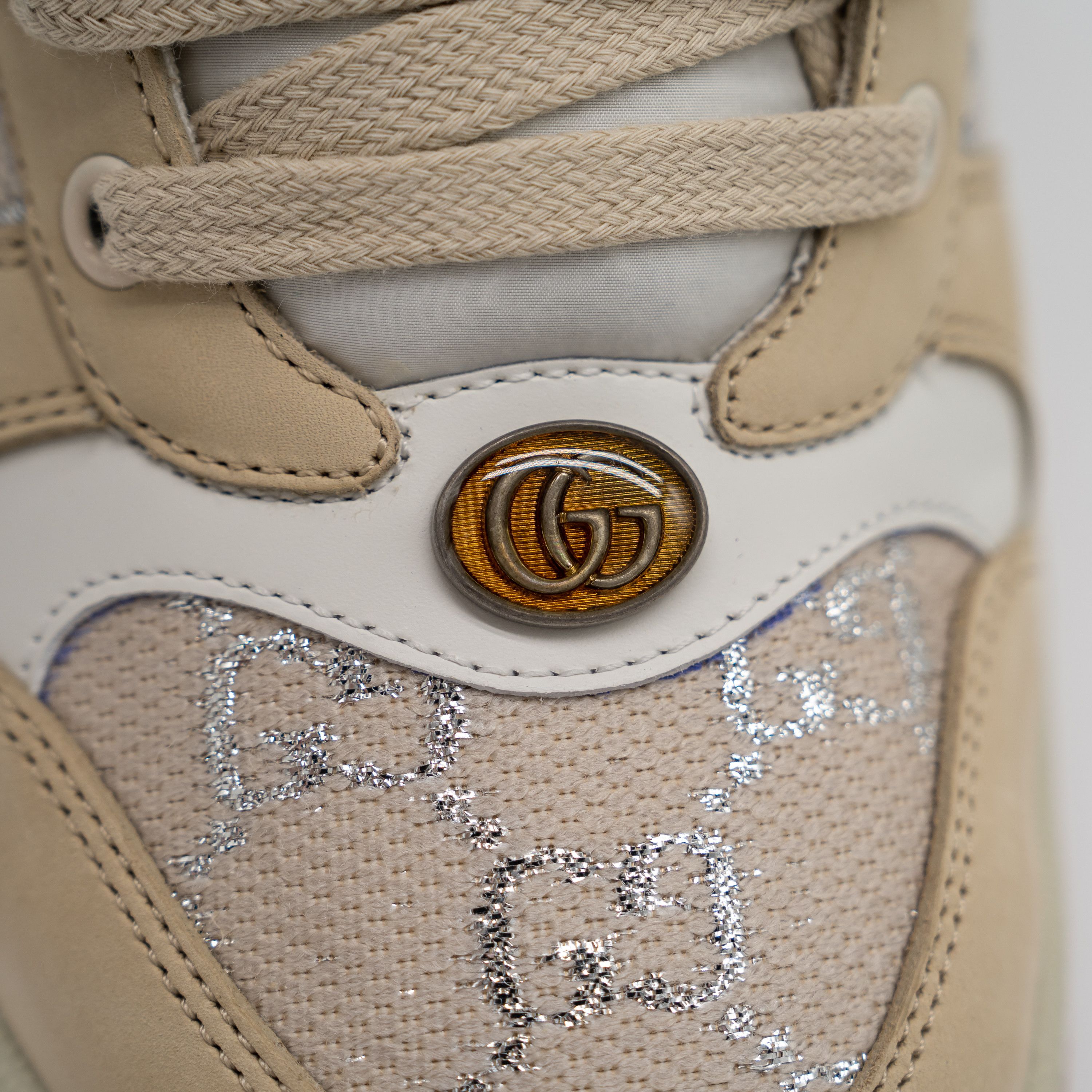 Gucci 11 US Gucci Screener Web Beige Silver Sneakers Nubuck Size US 11 / IT 41 - 8 Thumbnail
