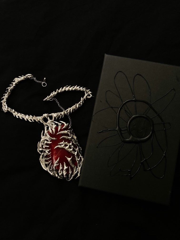 Other sterling silver* pendant necklace with red crystal gem Size ONE SIZE - 1 Thumbnail