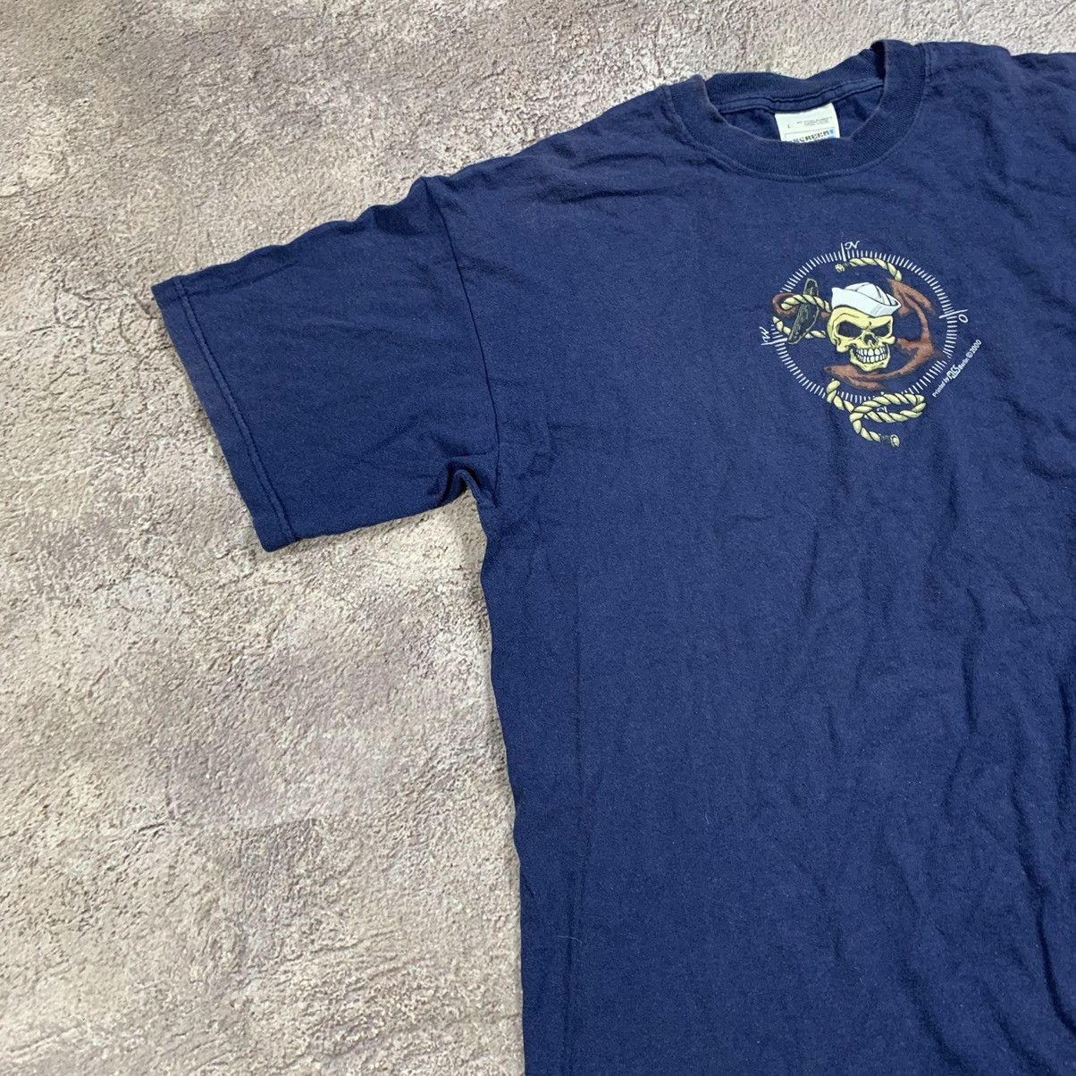 Vintage Vintage 90s Skull Graphic Tee Navy Grunge Streetwear Slim L Size US L / EU 52-54 / 3 - 4 Thumbnail