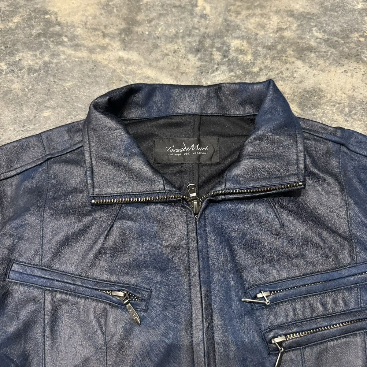 Tornado Mart Tornado Mart Blue Leather Jacket Size US S / EU 44-46 / 1 - 3 Thumbnail