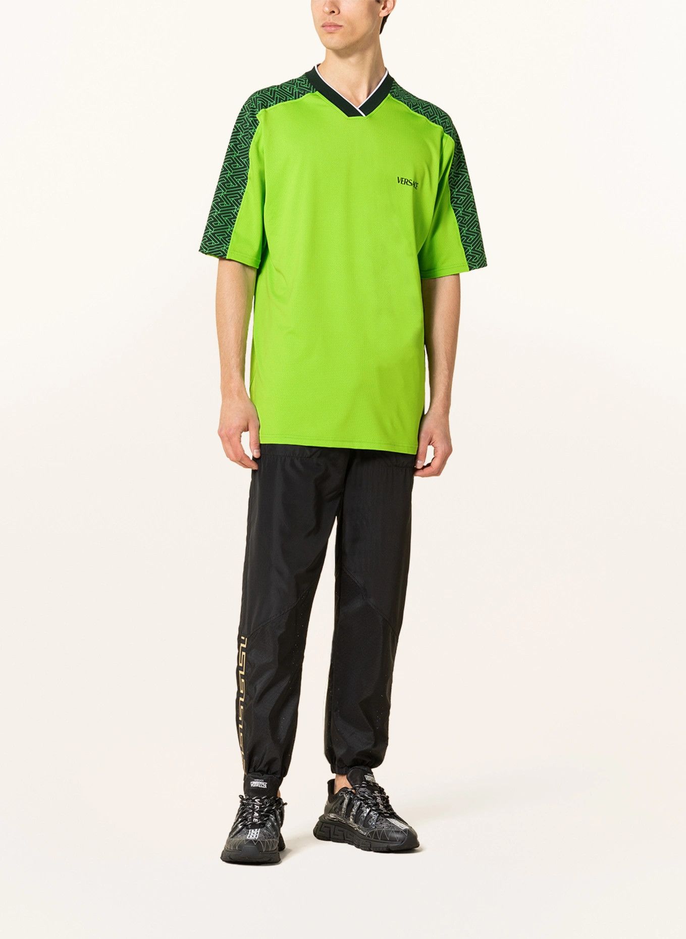 Versace o1y0525 Logo V-neck T-Shirt in Green/Black Size US XS / EU 42 / 0 - 2 Thumbnail