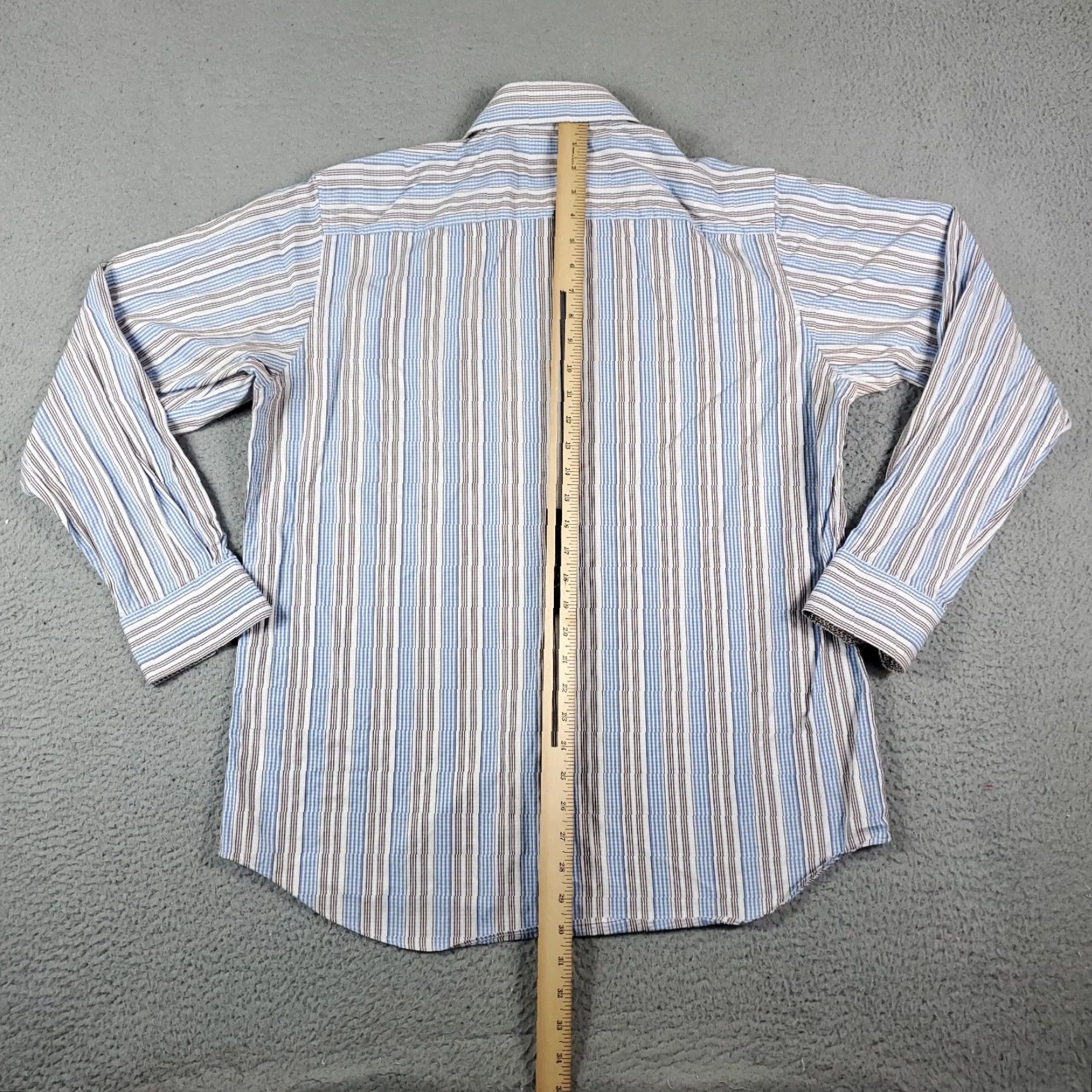 BUGATCHI Bugatchi Uomo Shirt Mens Large Blue Striped Button Up Long Sleeve Size US L / EU 52-54 / 3 - 3 Thumbnail