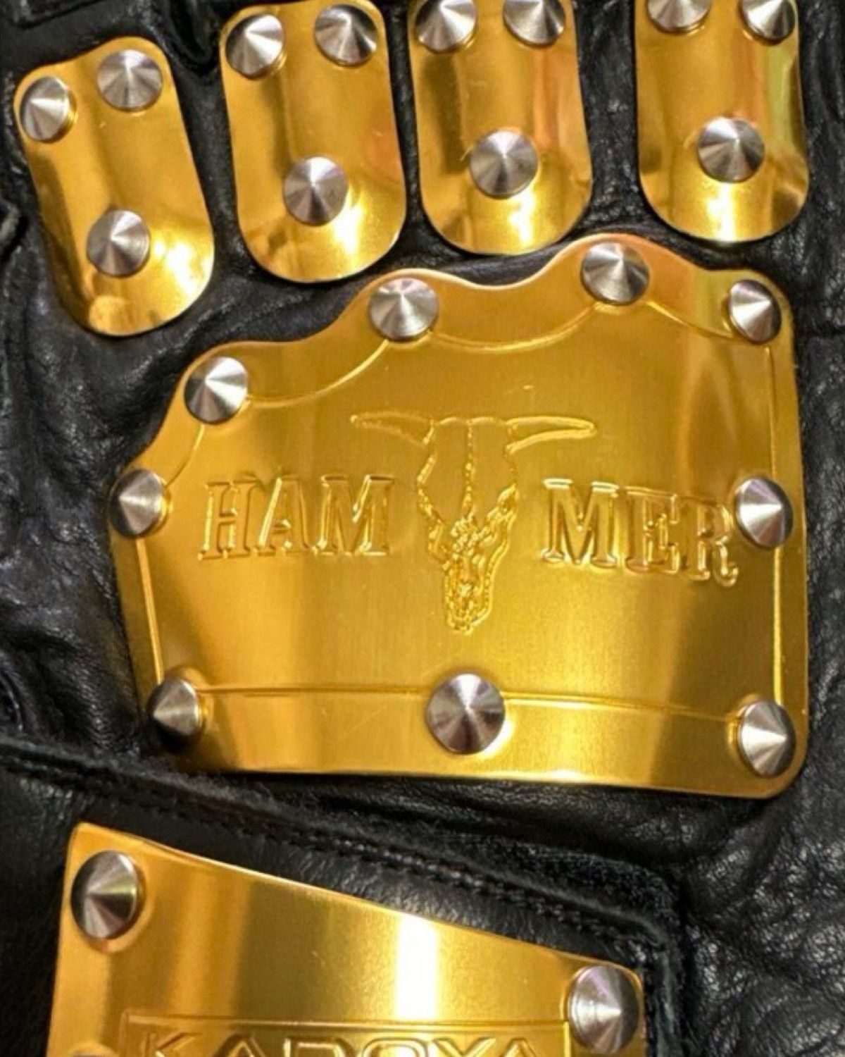 Kadoya Kadoya Gold Plated Hammer Biker Gloves Size ONE SIZE - 7 Thumbnail