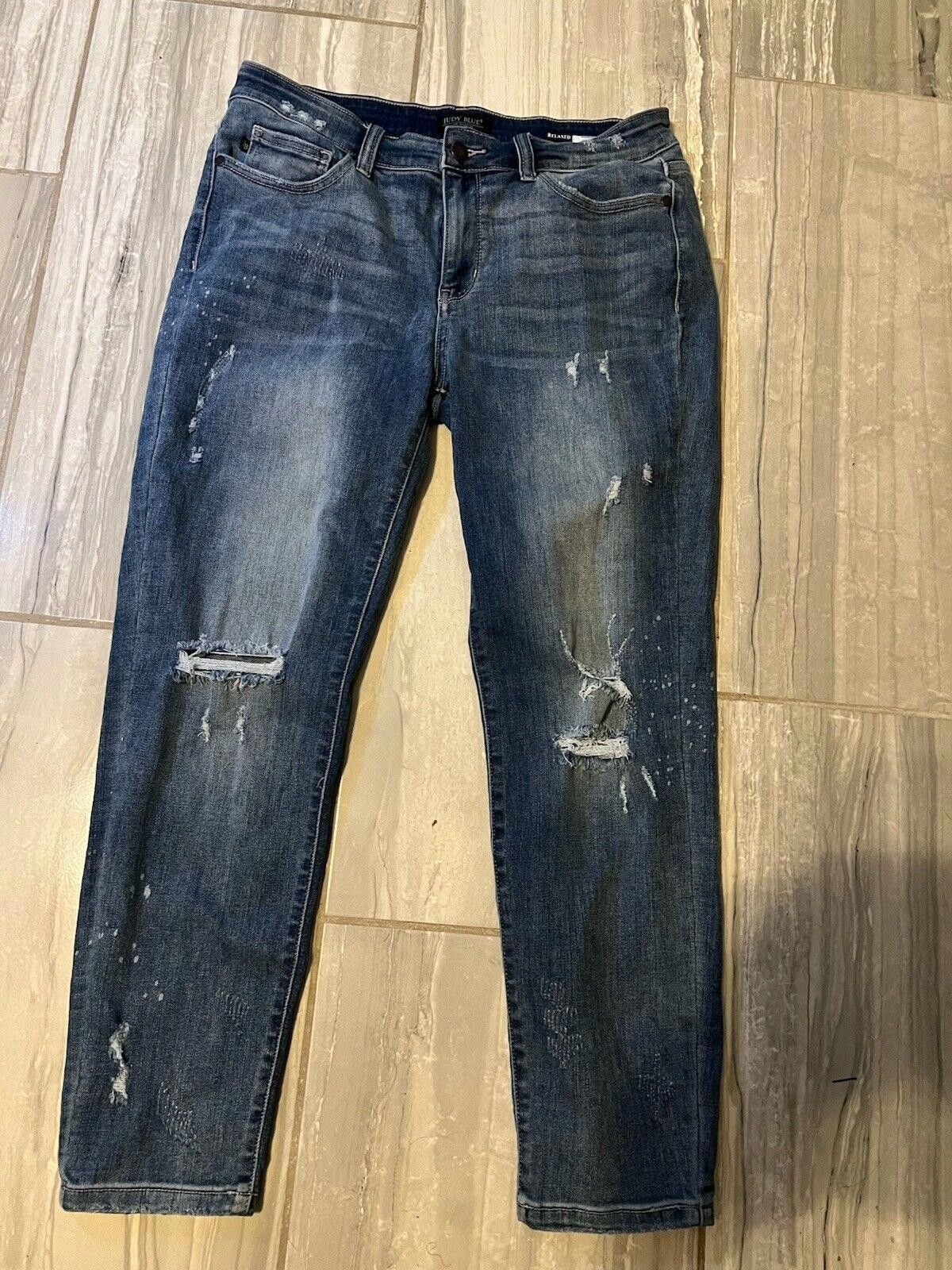 Designer Judy Blue 15/32 Mid Rise Relaxed Fit Stretch Distressed Size 32" / US 10 / IT 46 - 1 Thumbnail