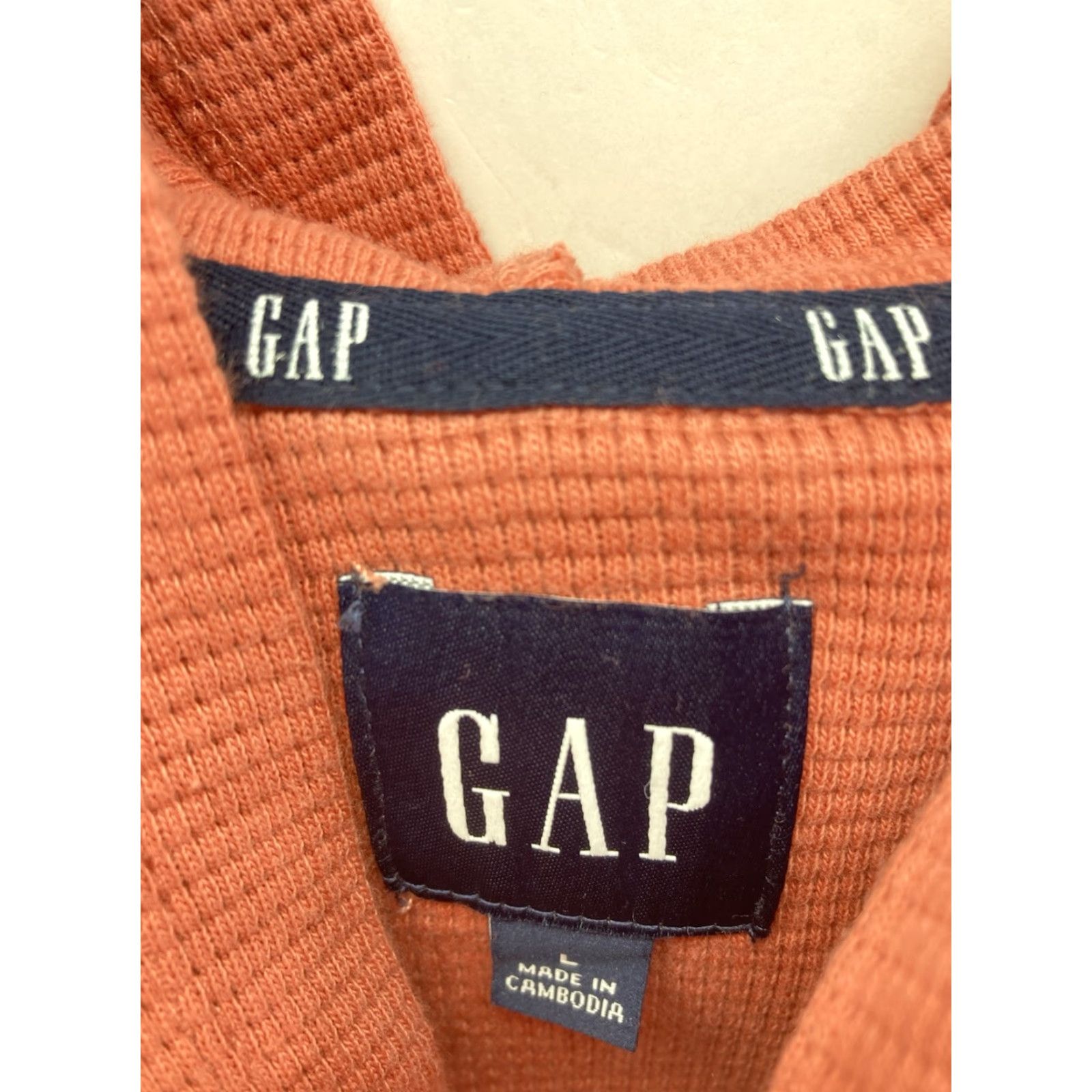 Gap **Gap Men's Large Waffle Henley Hoodie Pullover Orange Long Sleeve** User: Gap Men's Large Waffle Henley Hoodie Pullover Long Sleeve Orange NWT Size US L / EU 52-54 / 3 - 7 Thumbnail